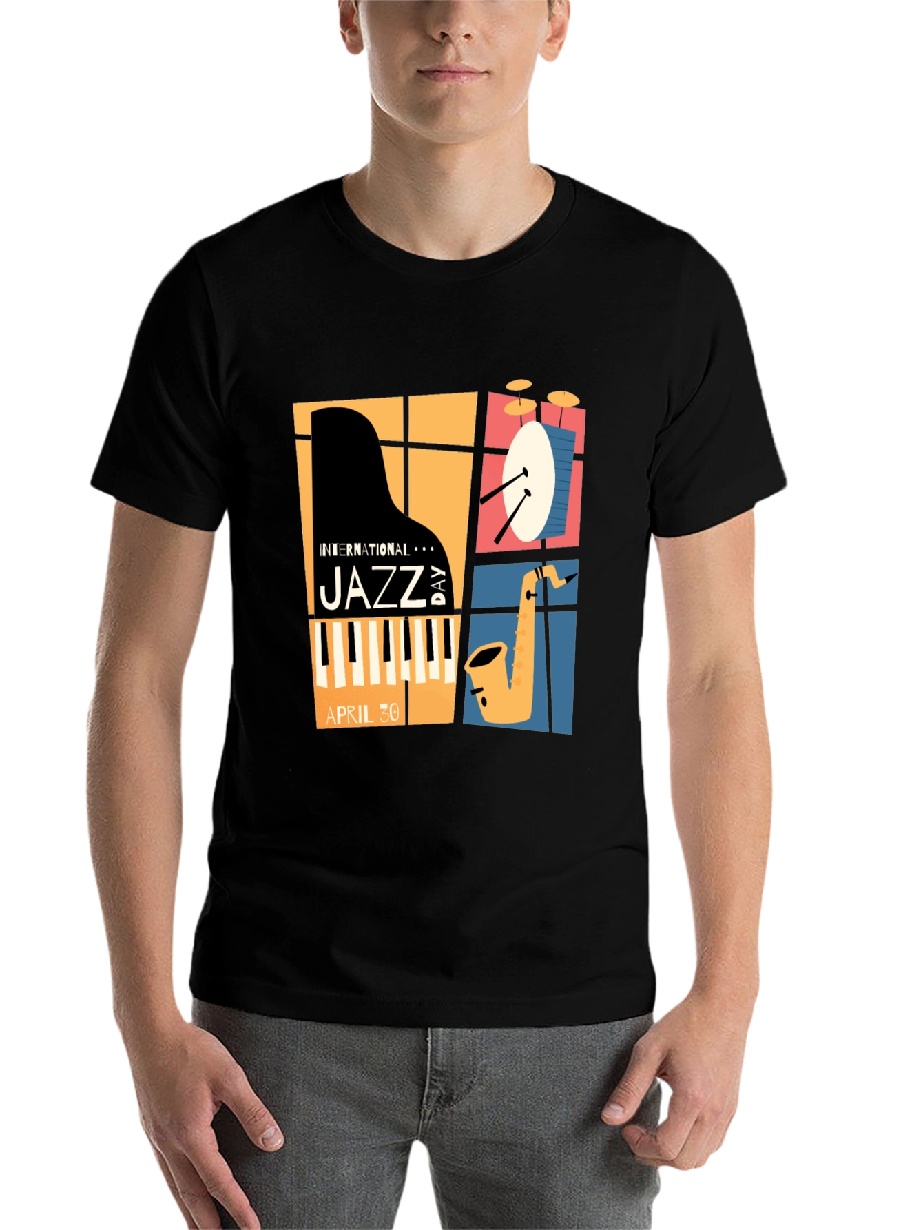 Black International Jazz Day Graphic T-Shirt view 7