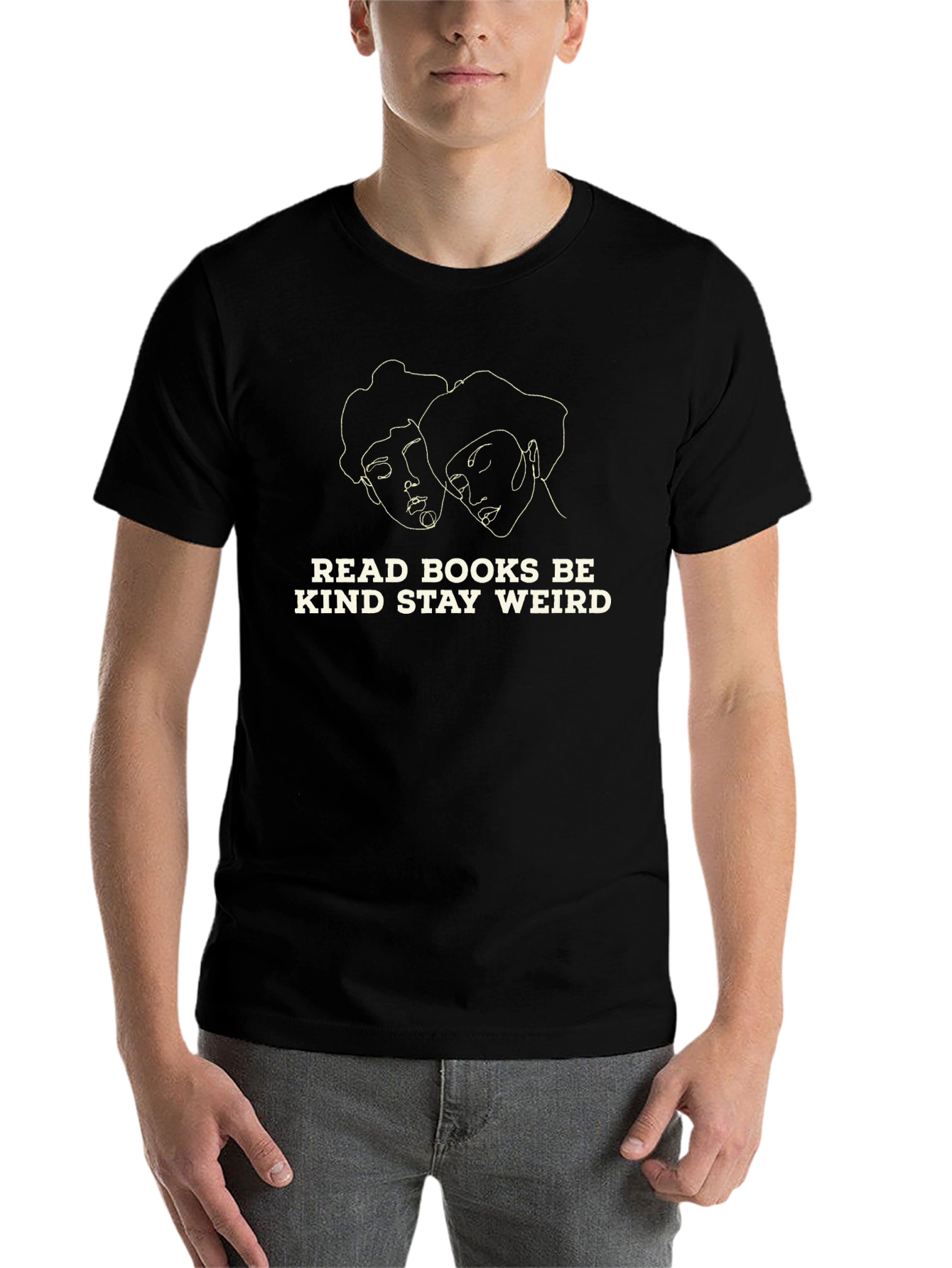 Black Read Books Be Kind Stay Weird T-Shirt view 7