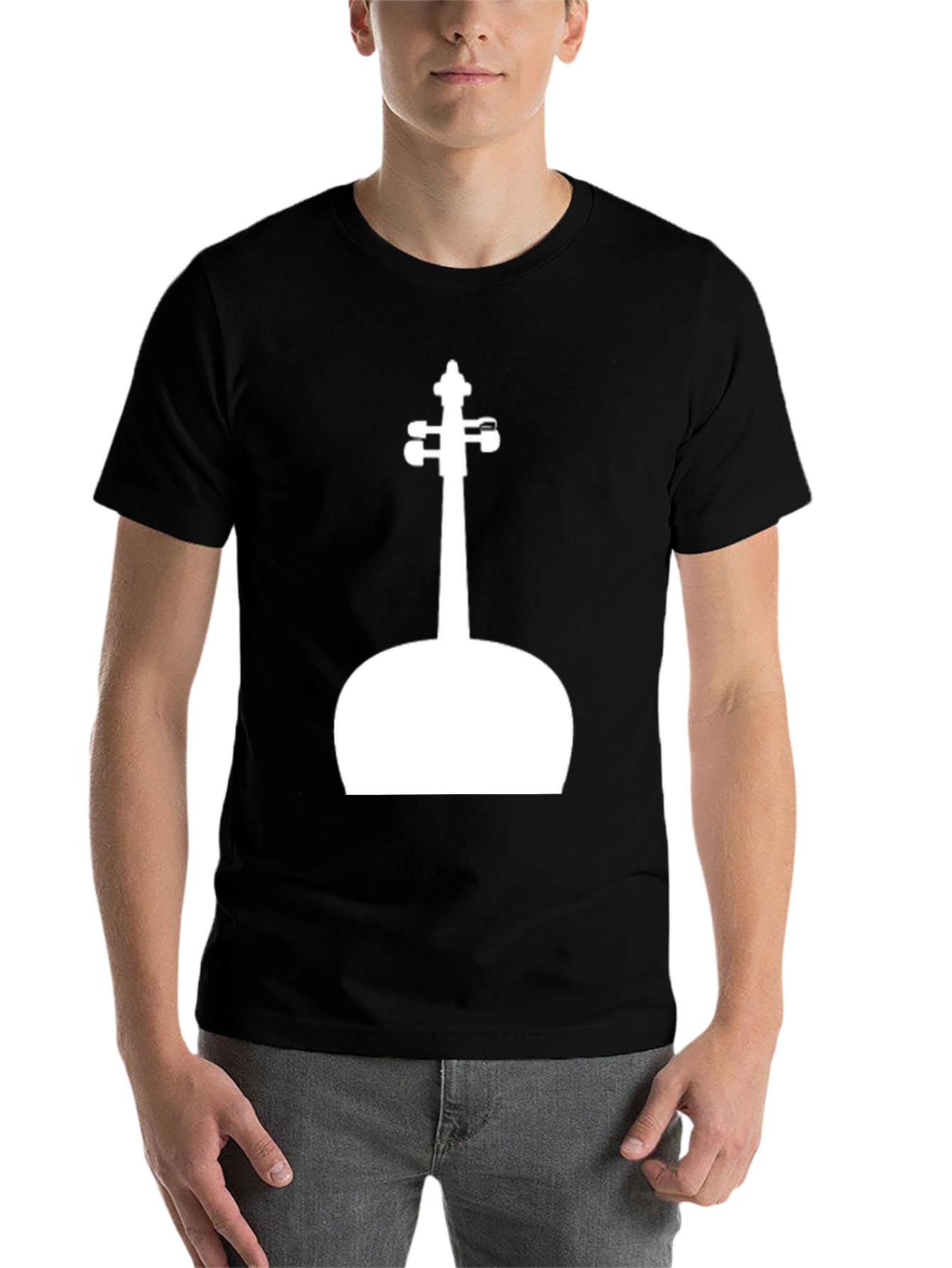 Black Violin Silhouette Graphic Black Tee view 7