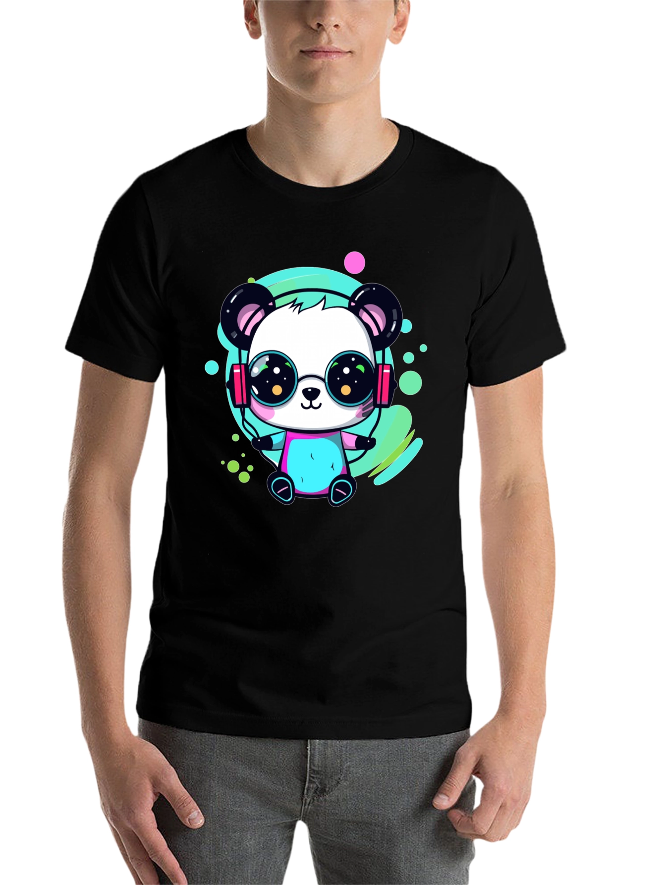 Black Cool Panda Graphic Tee view 7