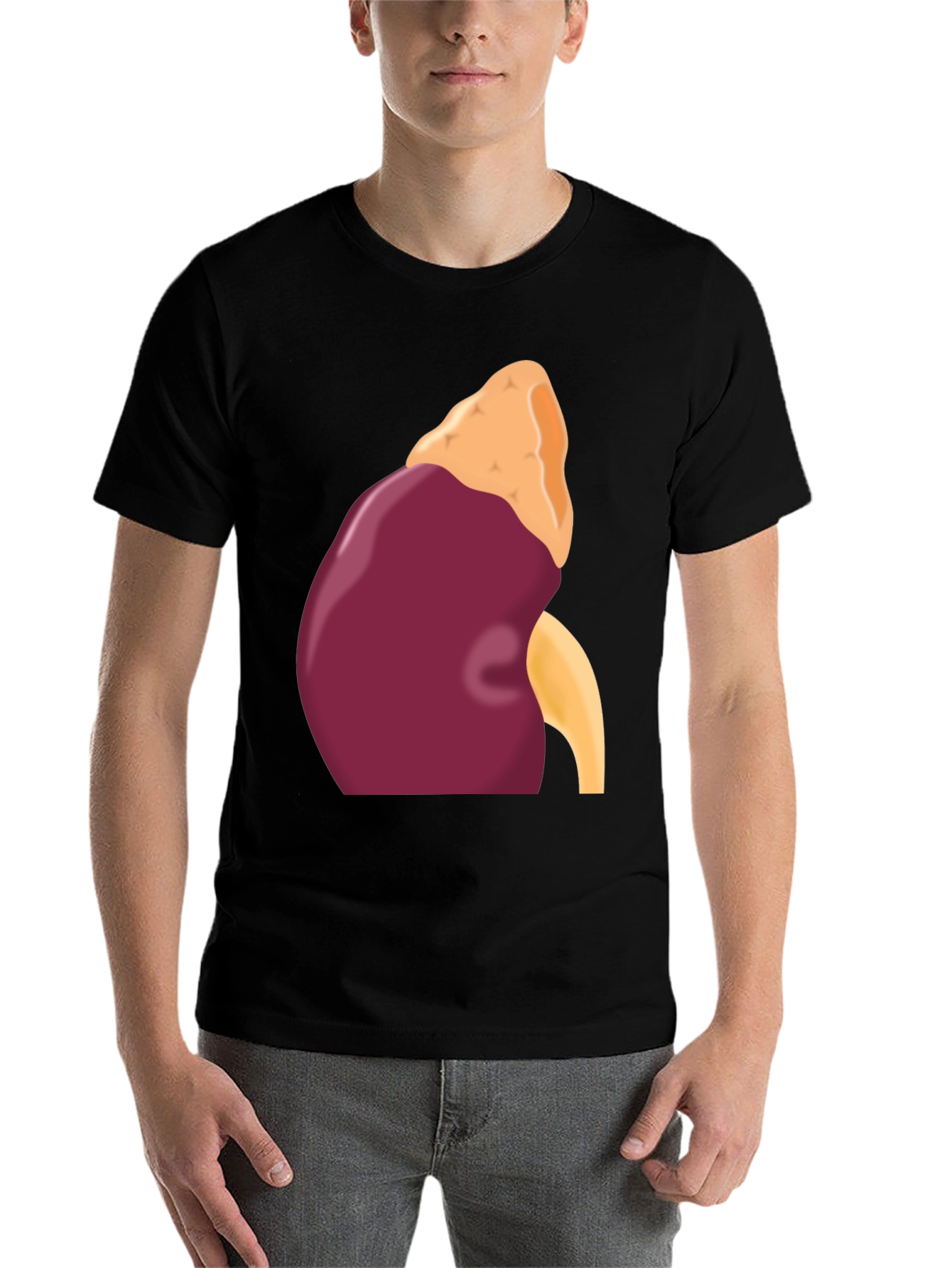 Black Kidney Graphic Black T-Shirt view 7