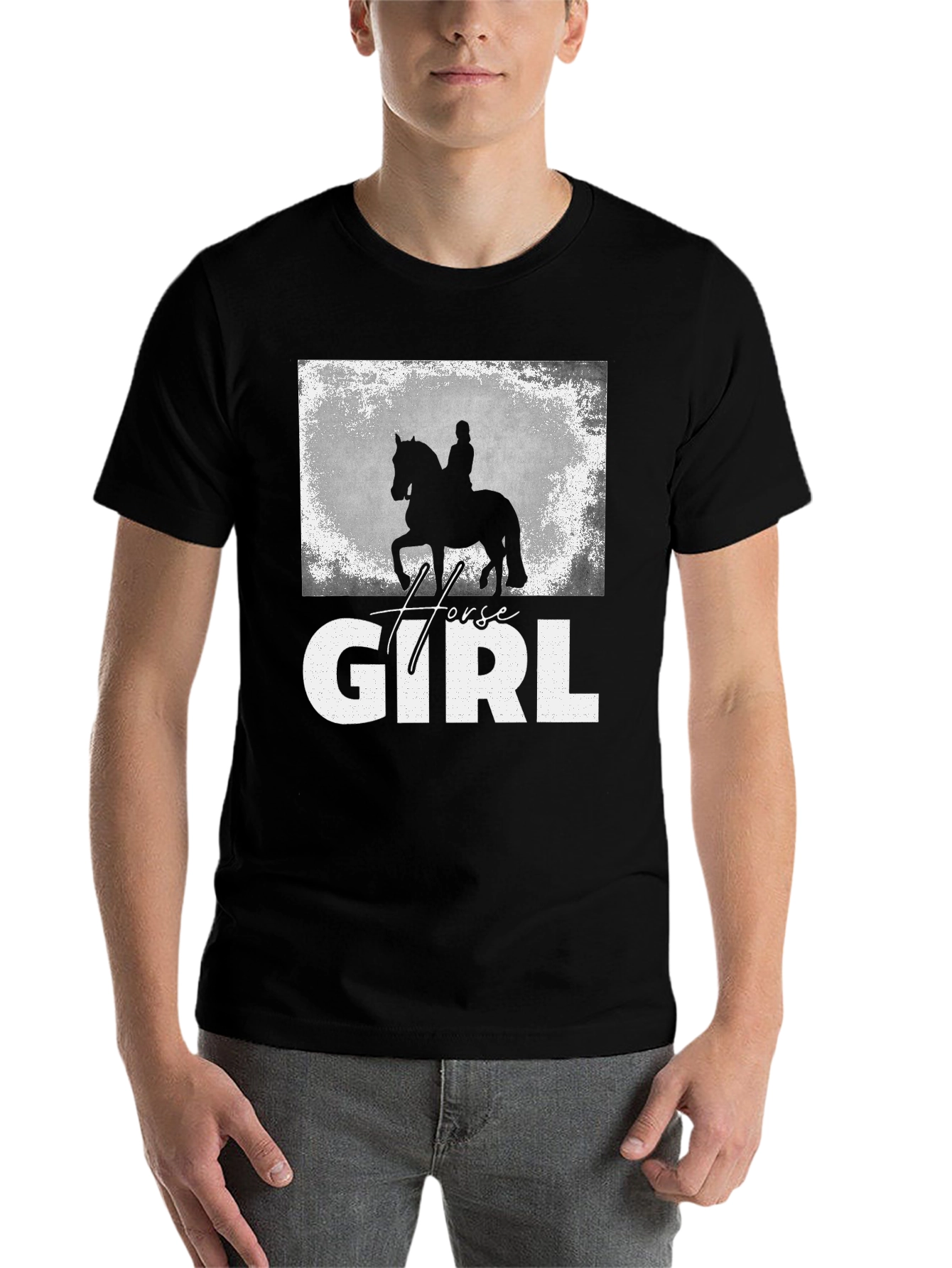 Black Horse Girl T-Shirt - Equestrian Rider Graphic Tee view 7