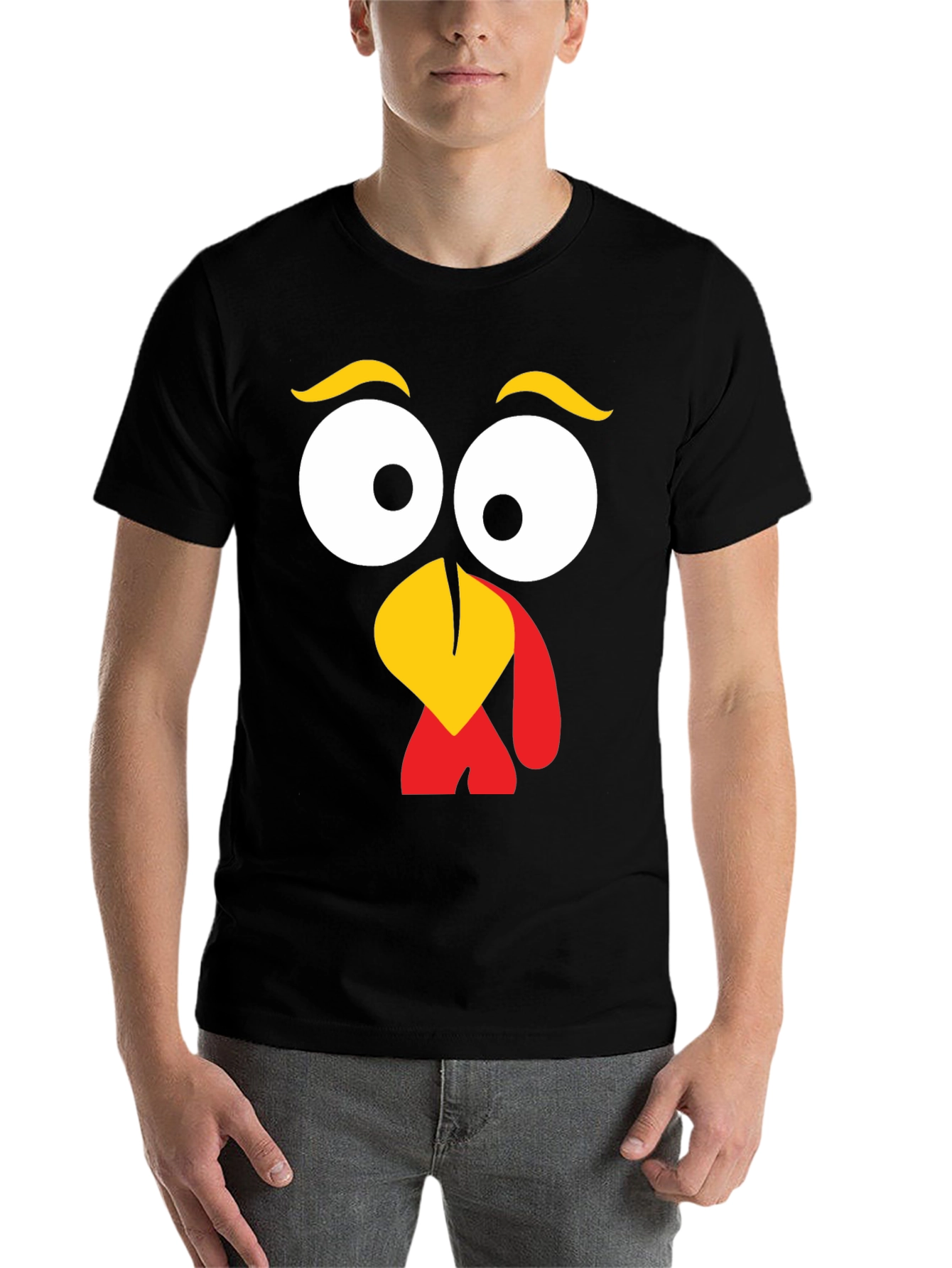 Black Turkey Face Graphic Tee - Thanksgiving Fun view 7