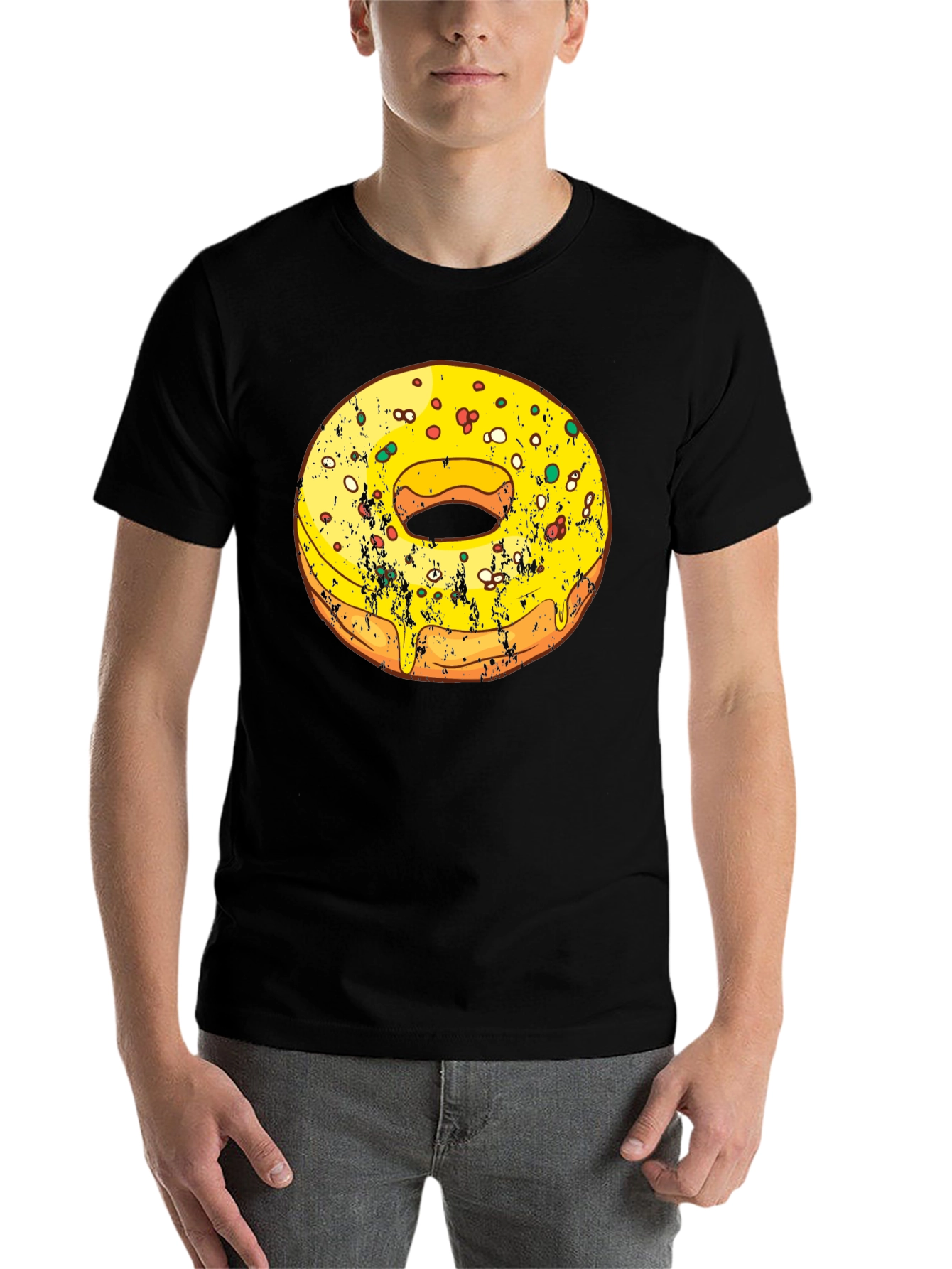 Black Donut Graphic Tee - Fun Foodie T-Shirt view 7