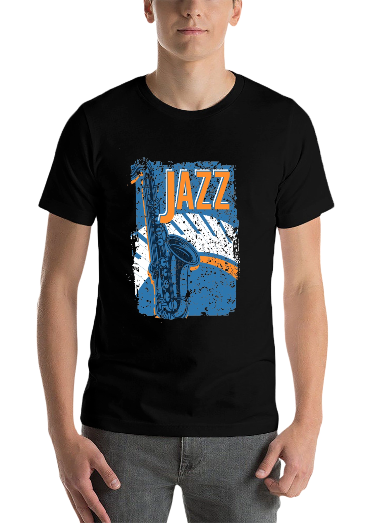 Black Jazz Saxophone Graphic T-Shirt - Music Lover Tee view 7