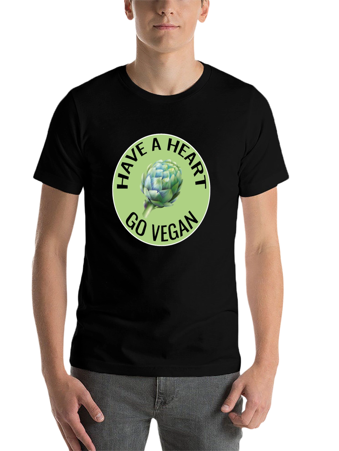 Black Vegan Heart Artichoke Graphic Tee view 7