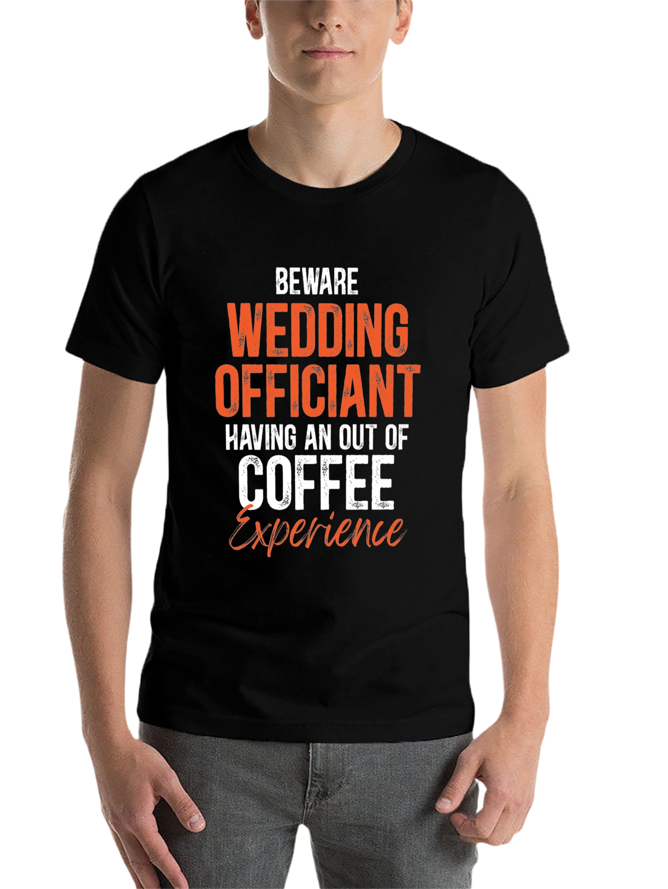 Black Beware Wedding Officiant Coffee T-Shirt view 7