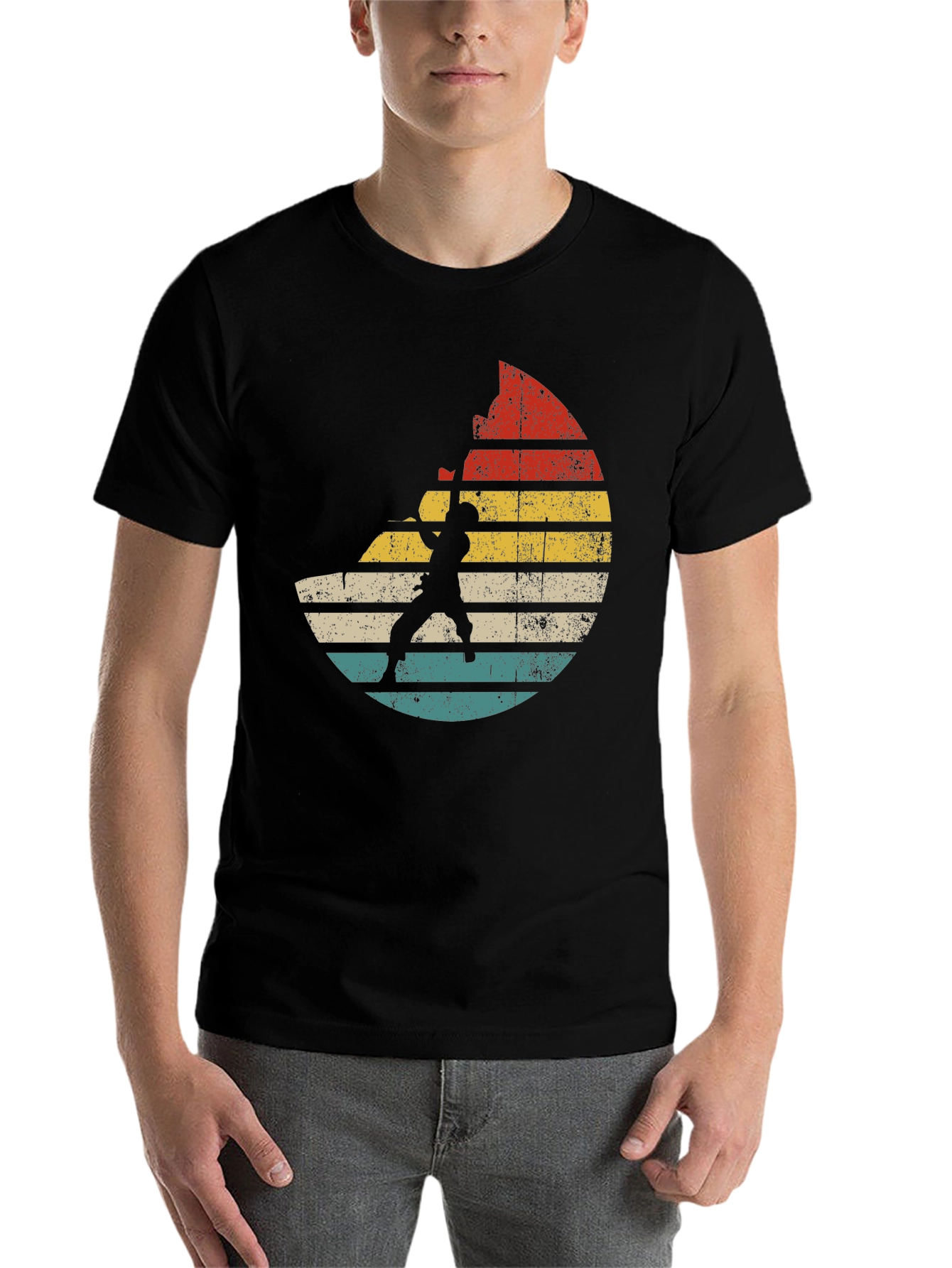 Black Vintage Climbing Sunset Graphic Tee view 7