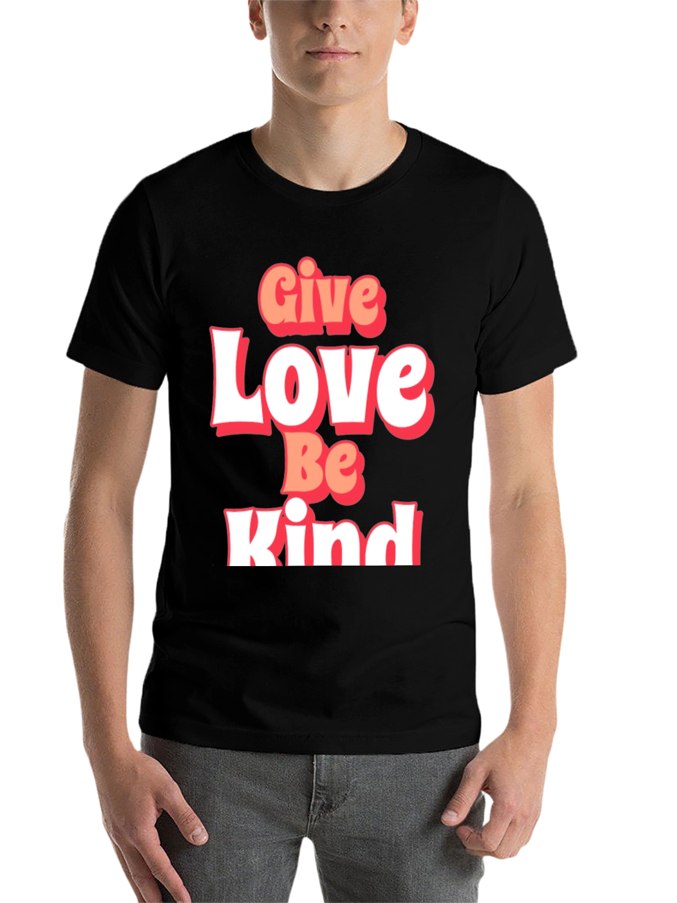 Black Give Love Be Kind Graphic T-Shirt view 7