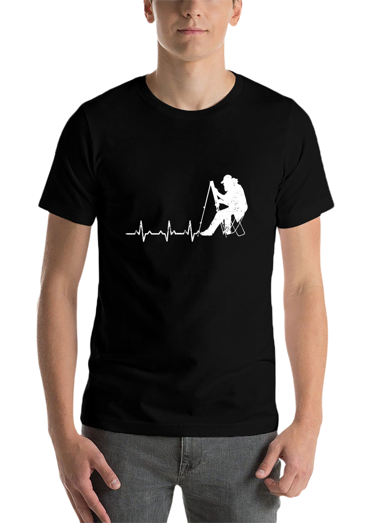 Black Fishing Heartbeat Graphic T-Shirt - Black view 7