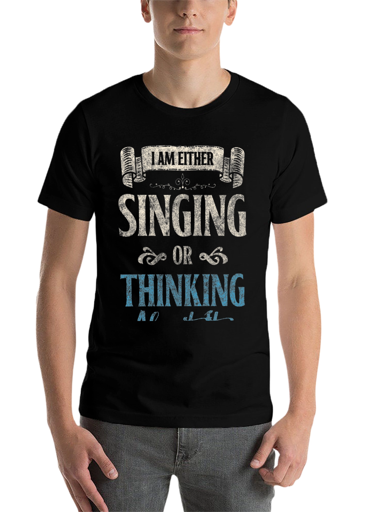 Black Singing or Thinking Black T-Shirt view 7