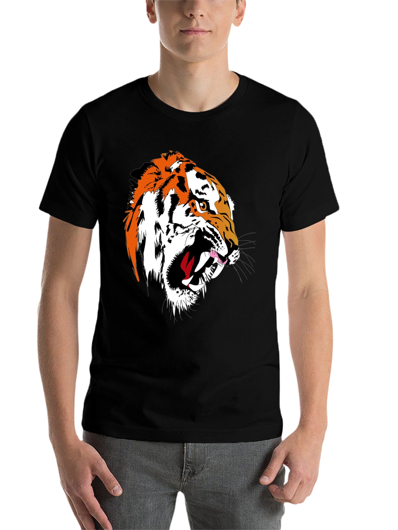 Black Tiger Graphic Tee - Fierce Black T-Shirt view 7