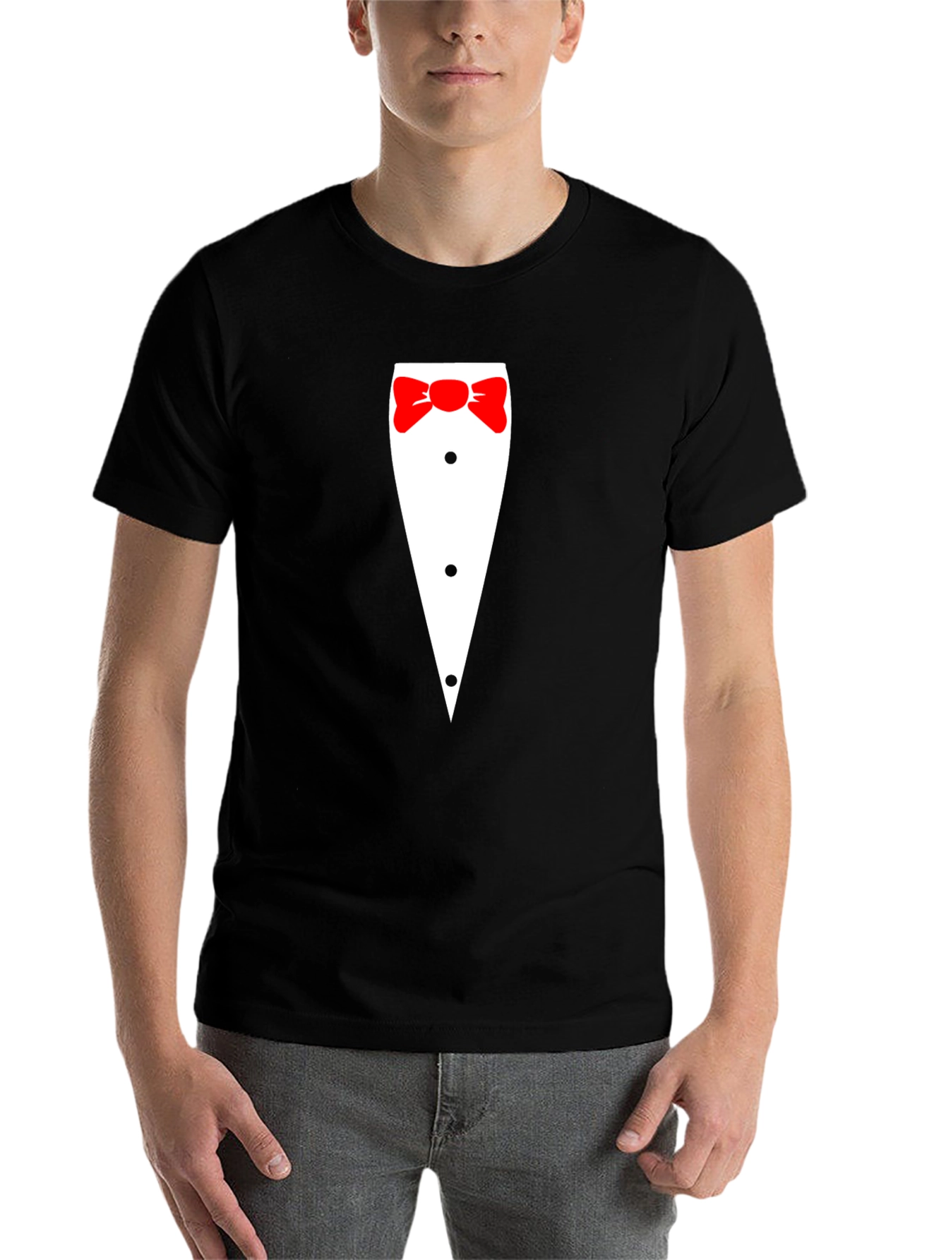 Black Tuxedo Graphic Tee - Novelty Formal Wear T-Shirt view 7