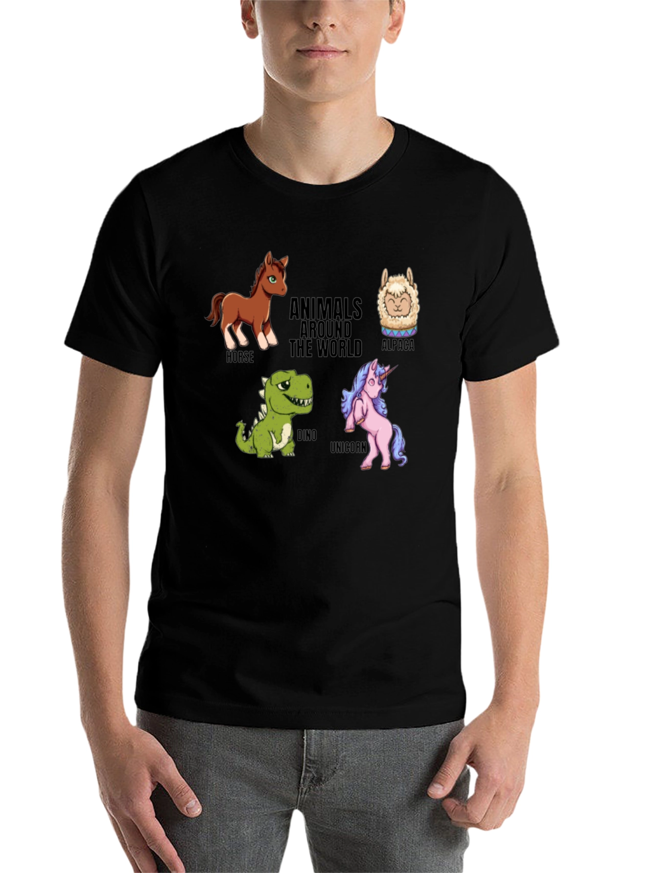 Black Animals Around The World Graphic Tee view 7