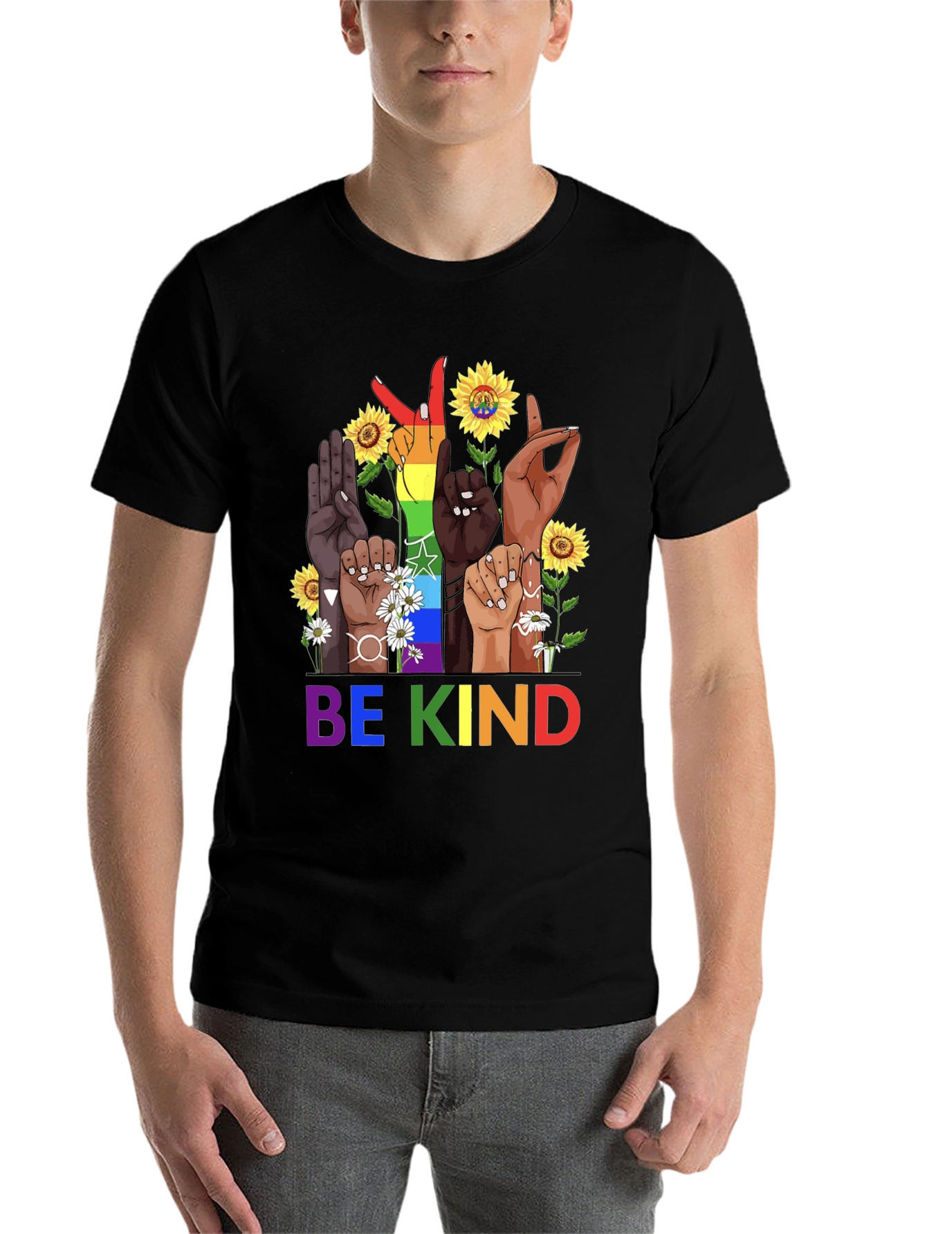 Black Be Kind Diversity Hands Graphic Tee - Unisex view 7