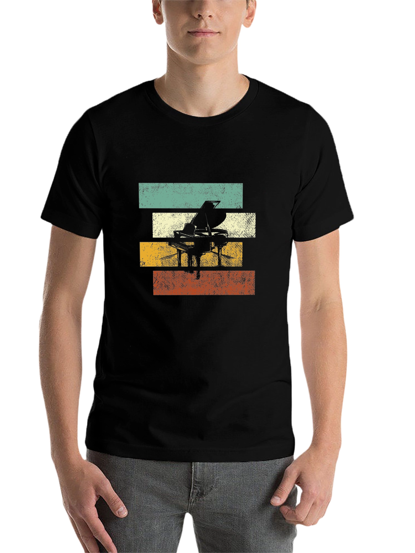 Black Retro Piano T-Shirt: Vintage Style Music Tee view 7