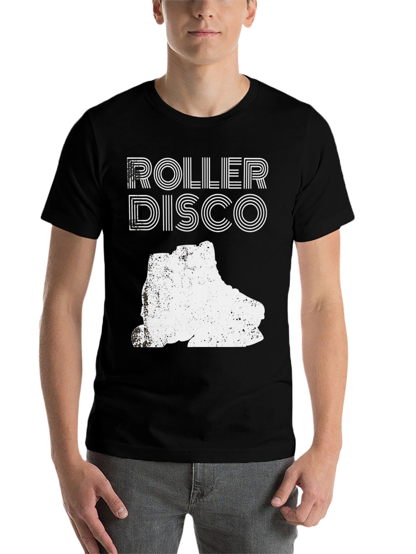 Black Roller Disco Graphic Tee - Retro Skate Design view 7