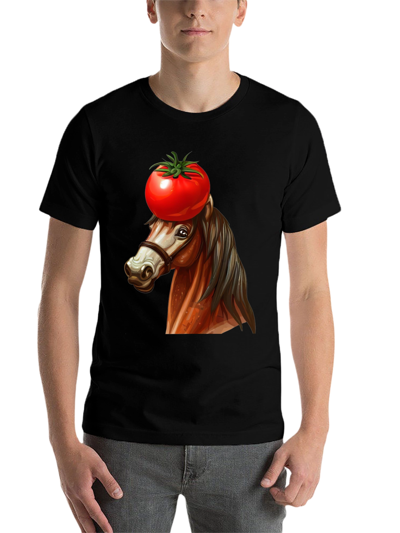 Black Tomato-Headed Horse Graphic Tee view 7