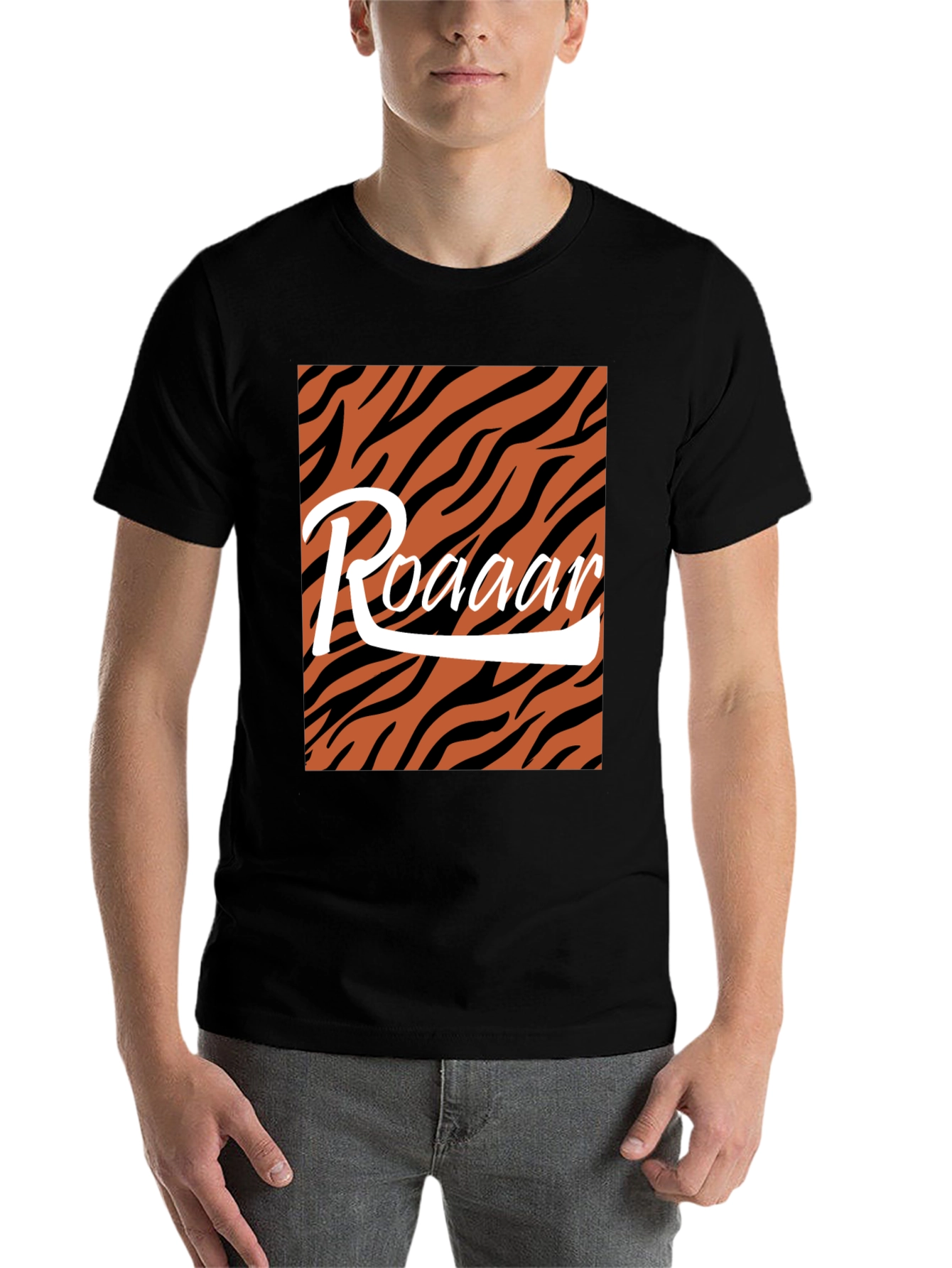 Black Roaar Tiger Stripe Graphic Tee view 7