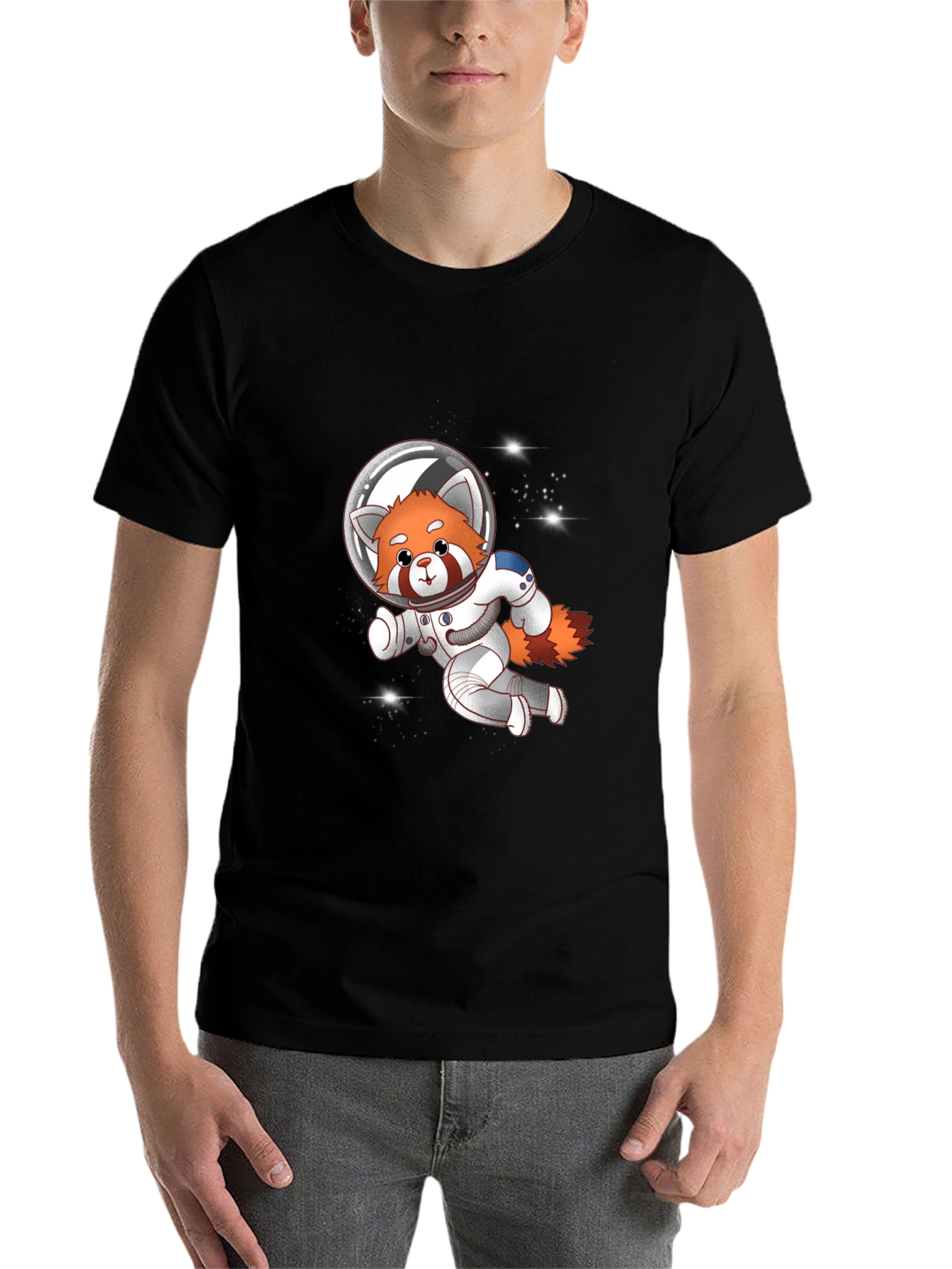 Black Red Panda Astronaut T-Shirt - Galaxy Explorer Tee view 7
