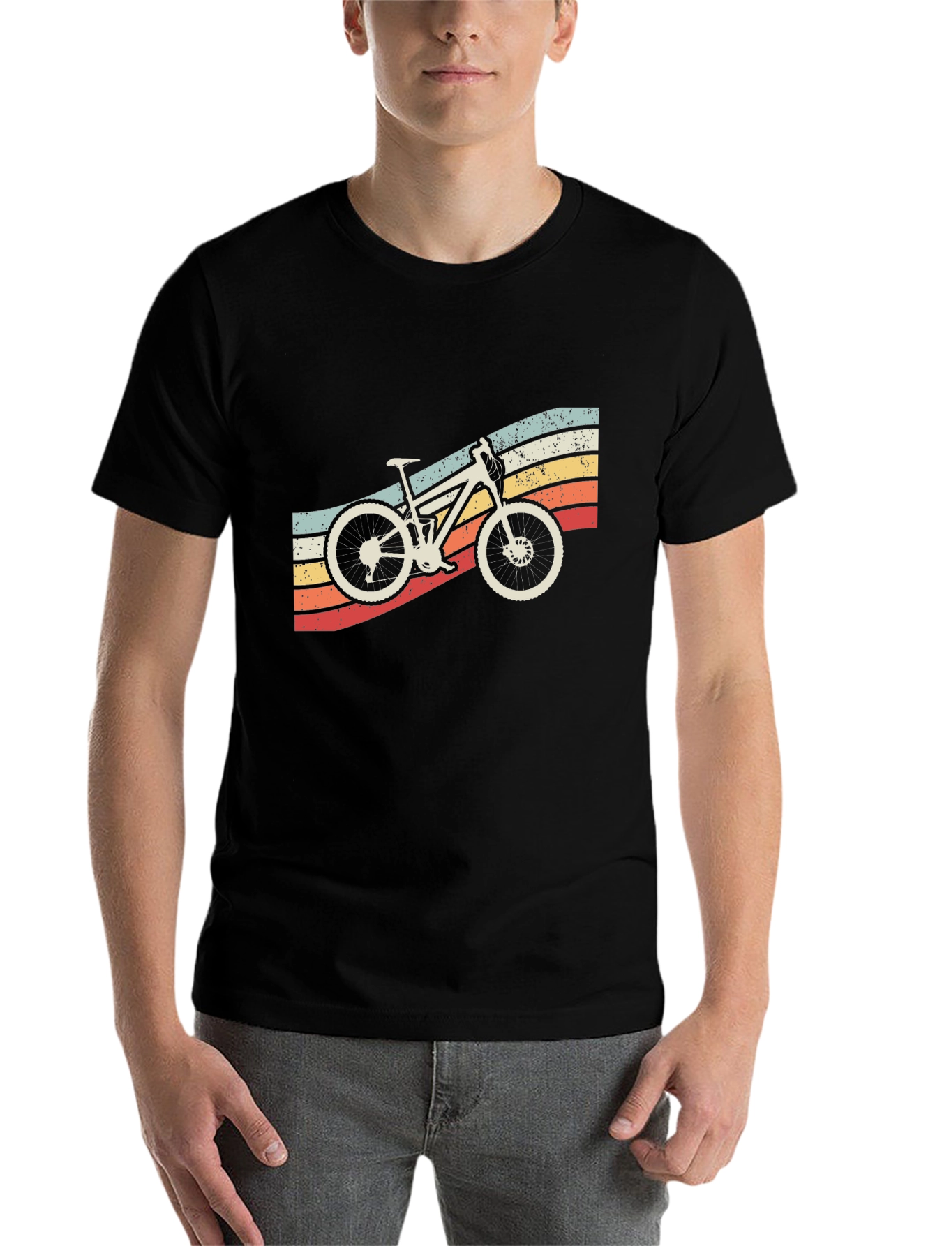 Black Retro Mountain Bike T-Shirt - Vintage Style view 7