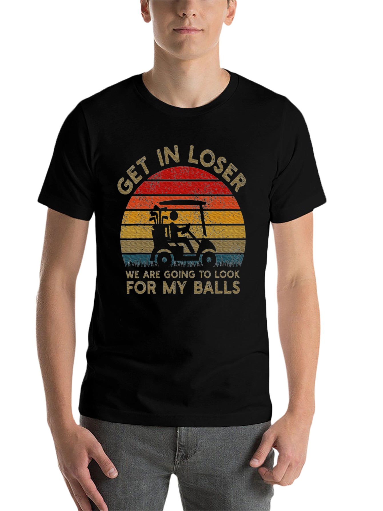 Black Get In Loser Golf T-Shirt view 7