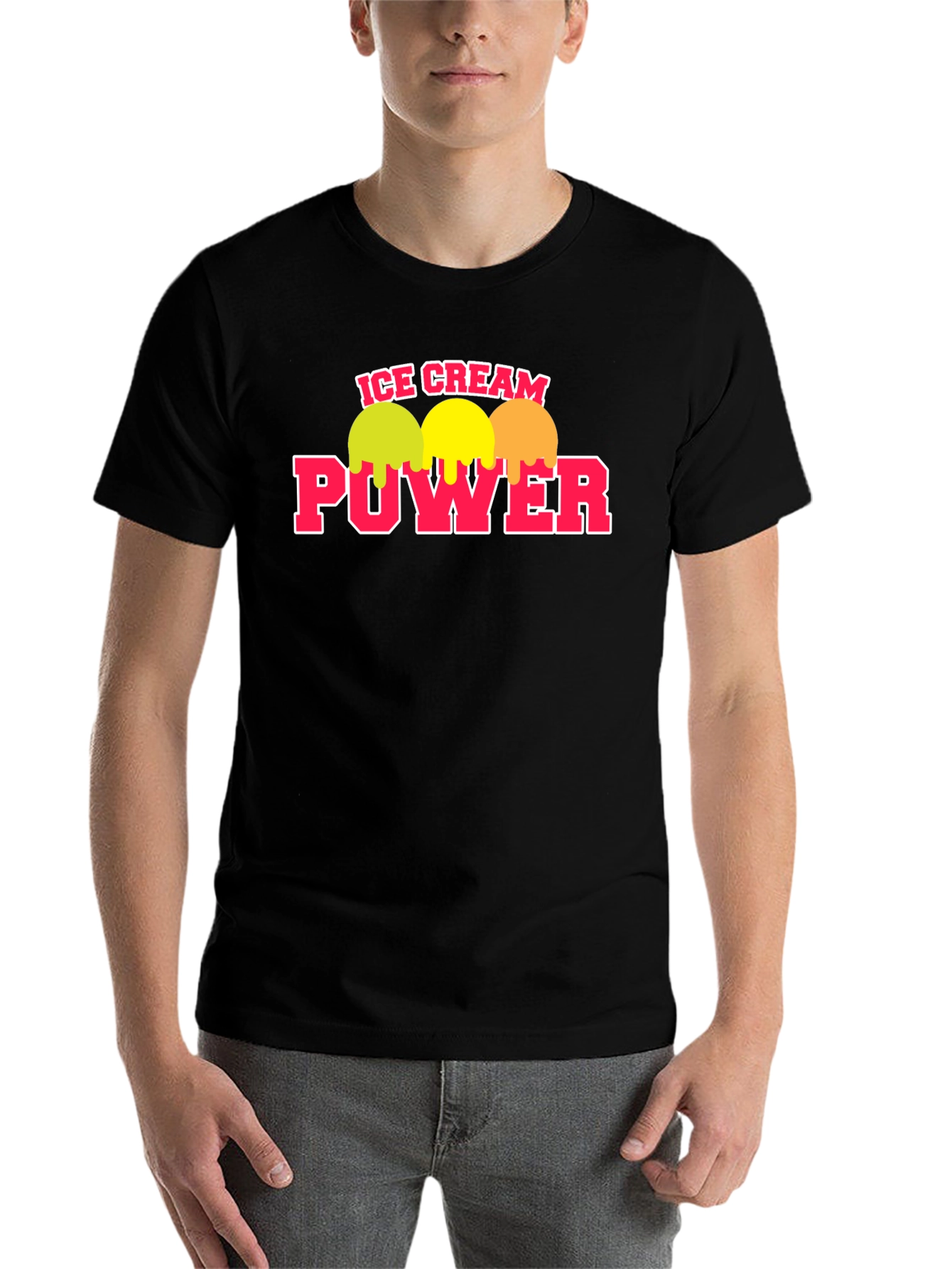 Black Ice Cream Power T-Shirt - Black Crew Neck Tee view 7