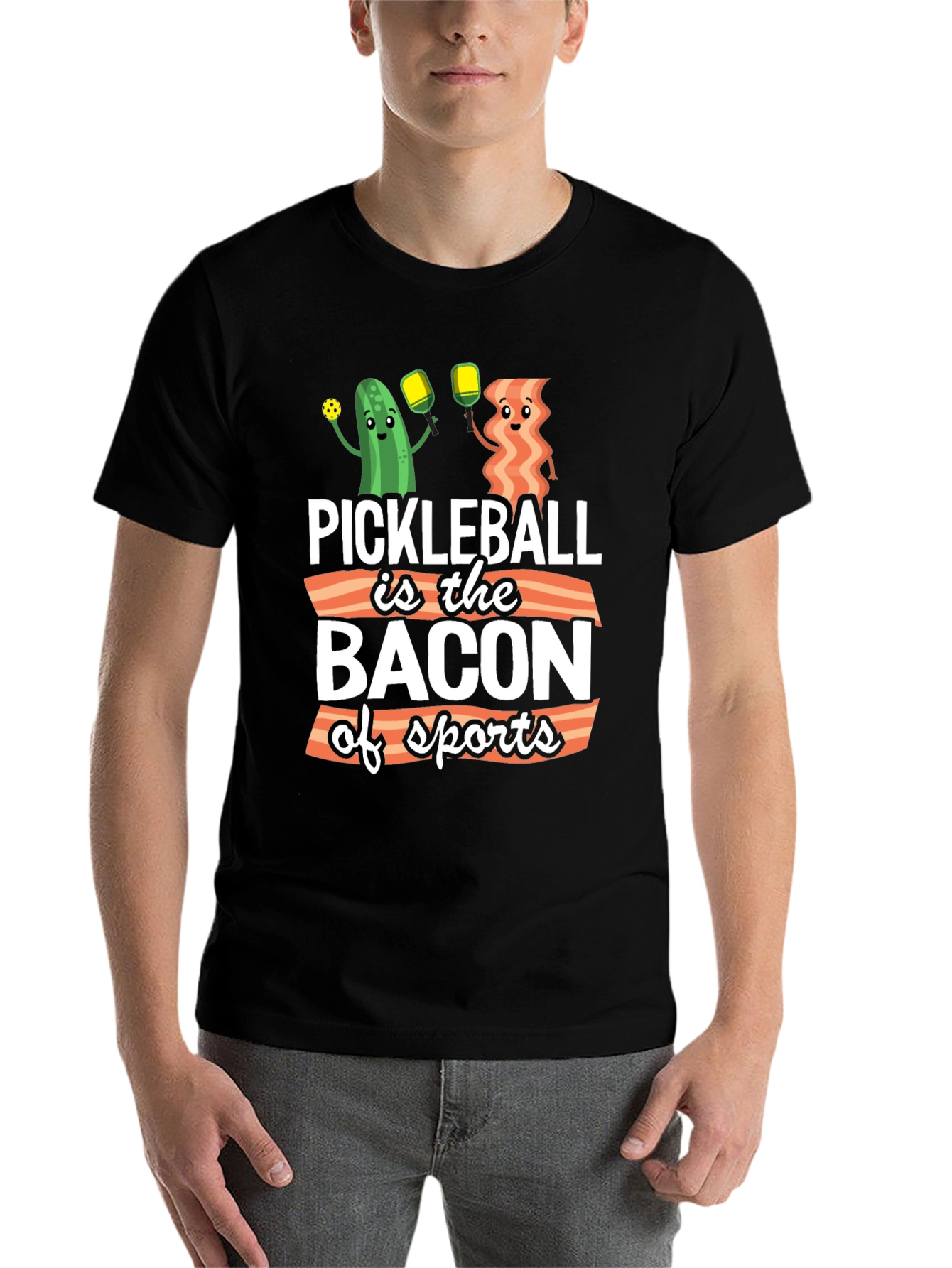 Black Pickleball is the Bacon of Sports T-Shirt view 7