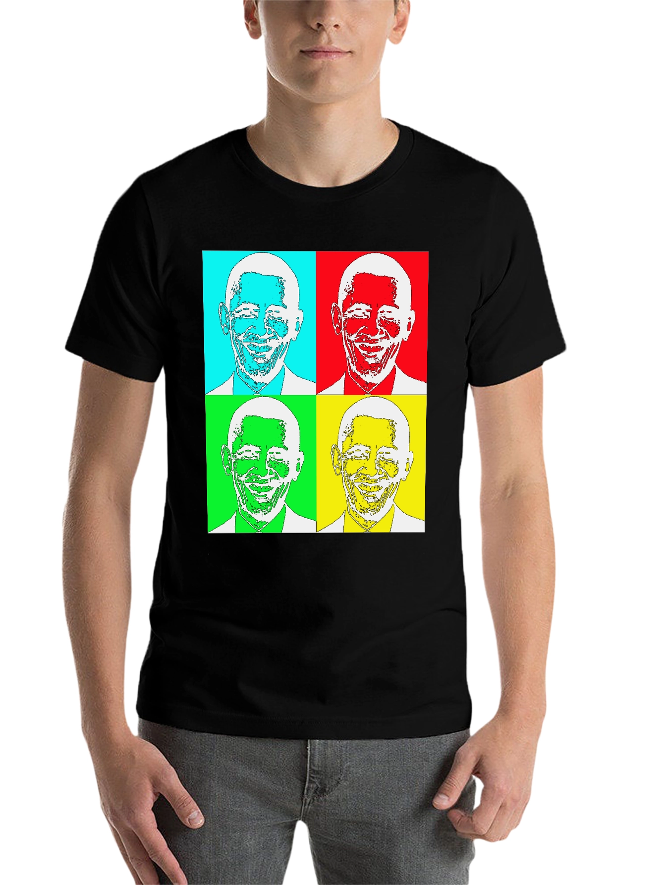 Black Pop Art Obama T-Shirt - Graphic Tee view 7