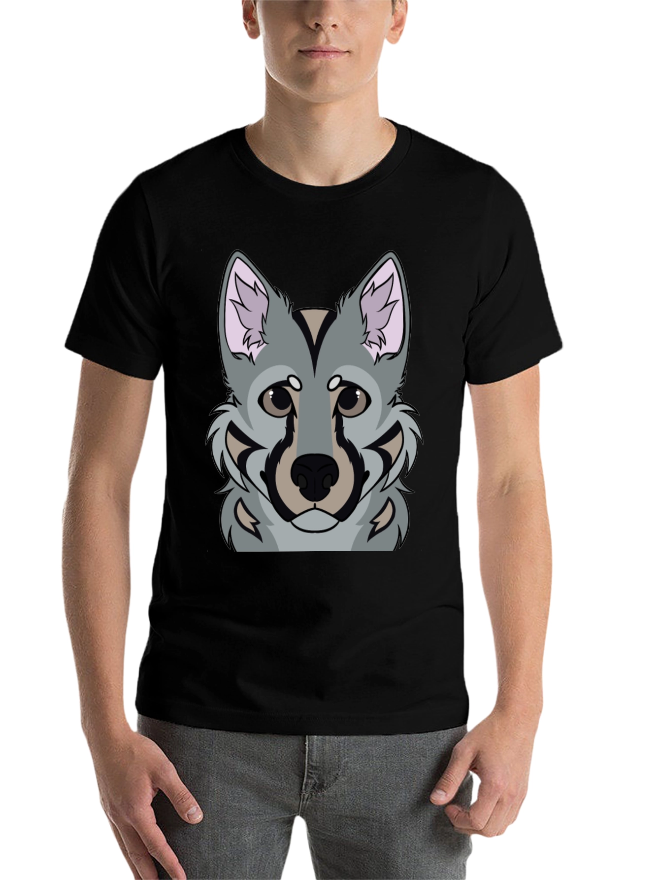Black Wolf Graphic Print Black T-Shirt view 7