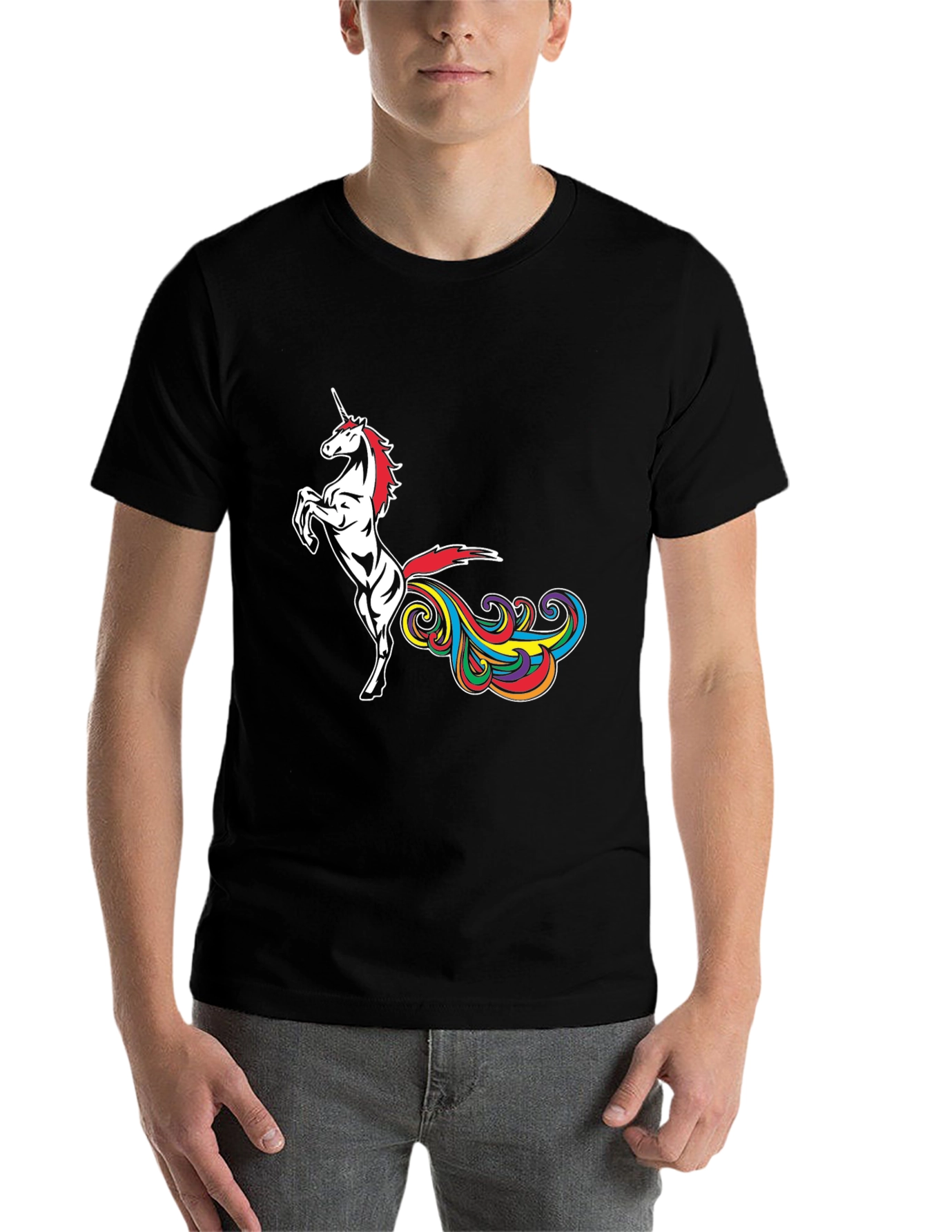 Black Unicorn Rainbow Funny Tee view 7