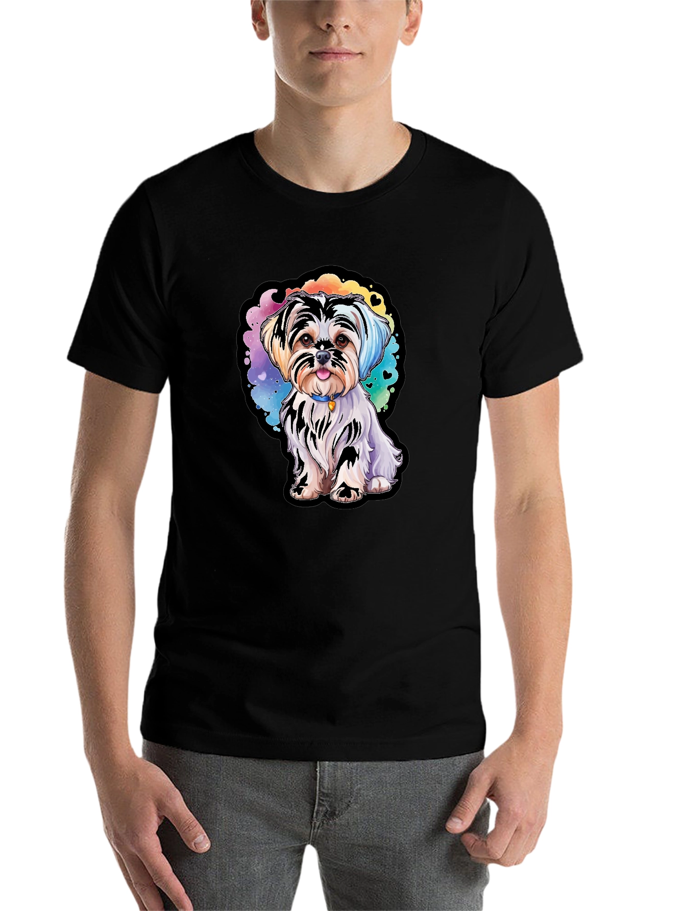 Black Cute Dog Graphic Tee - Stylish Unisex T-Shirt view 7