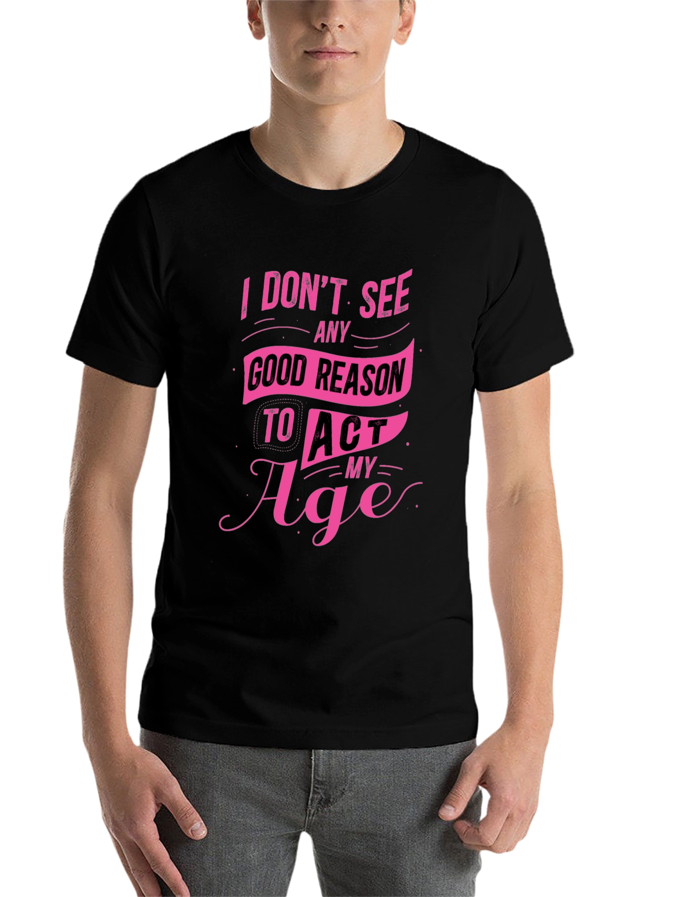 Black Funny Pink Graphic Tee - I Don't See Any Good Reason view 7