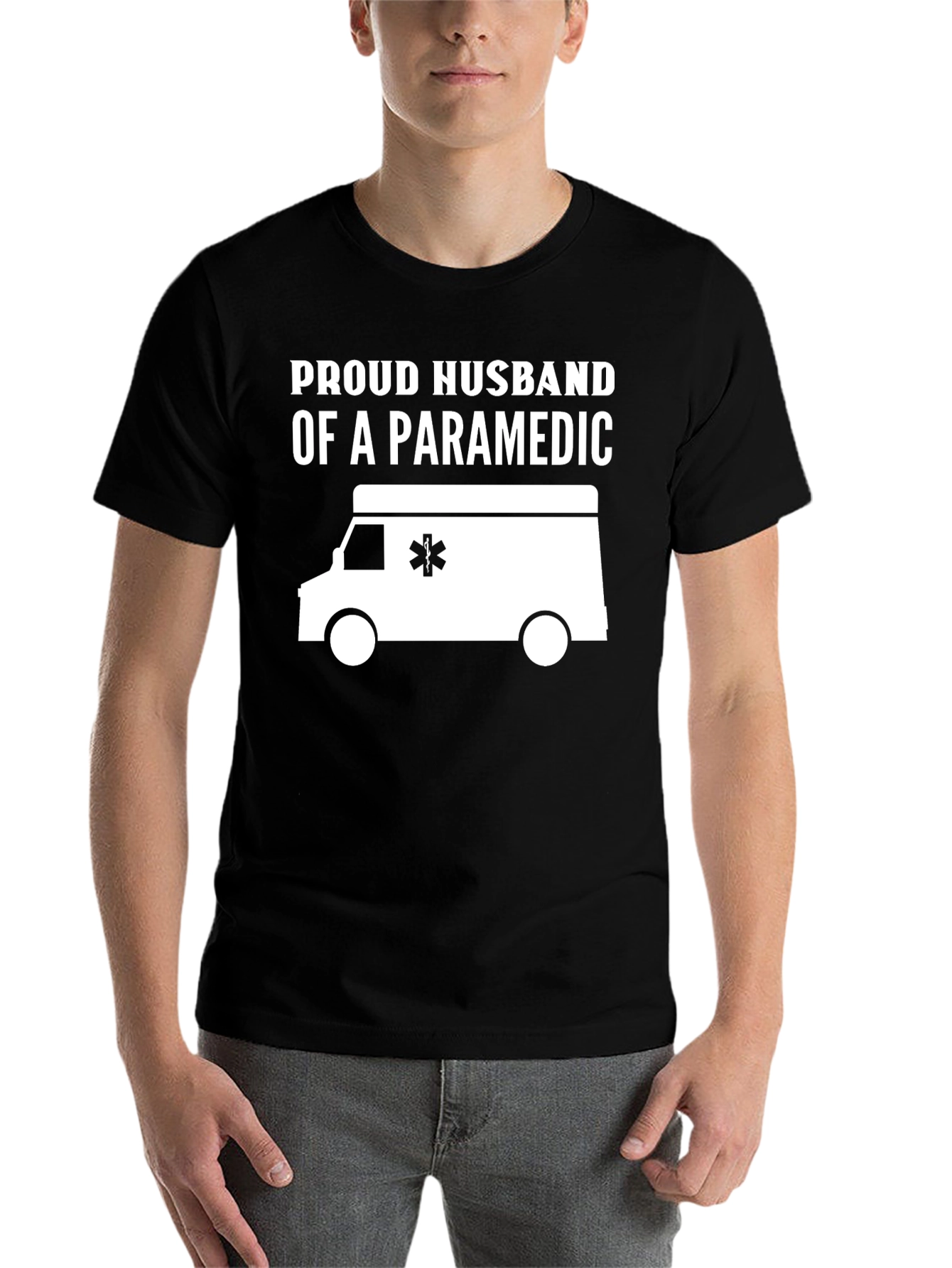 Black Proud Husband of a Paramedic T-Shirt view 7