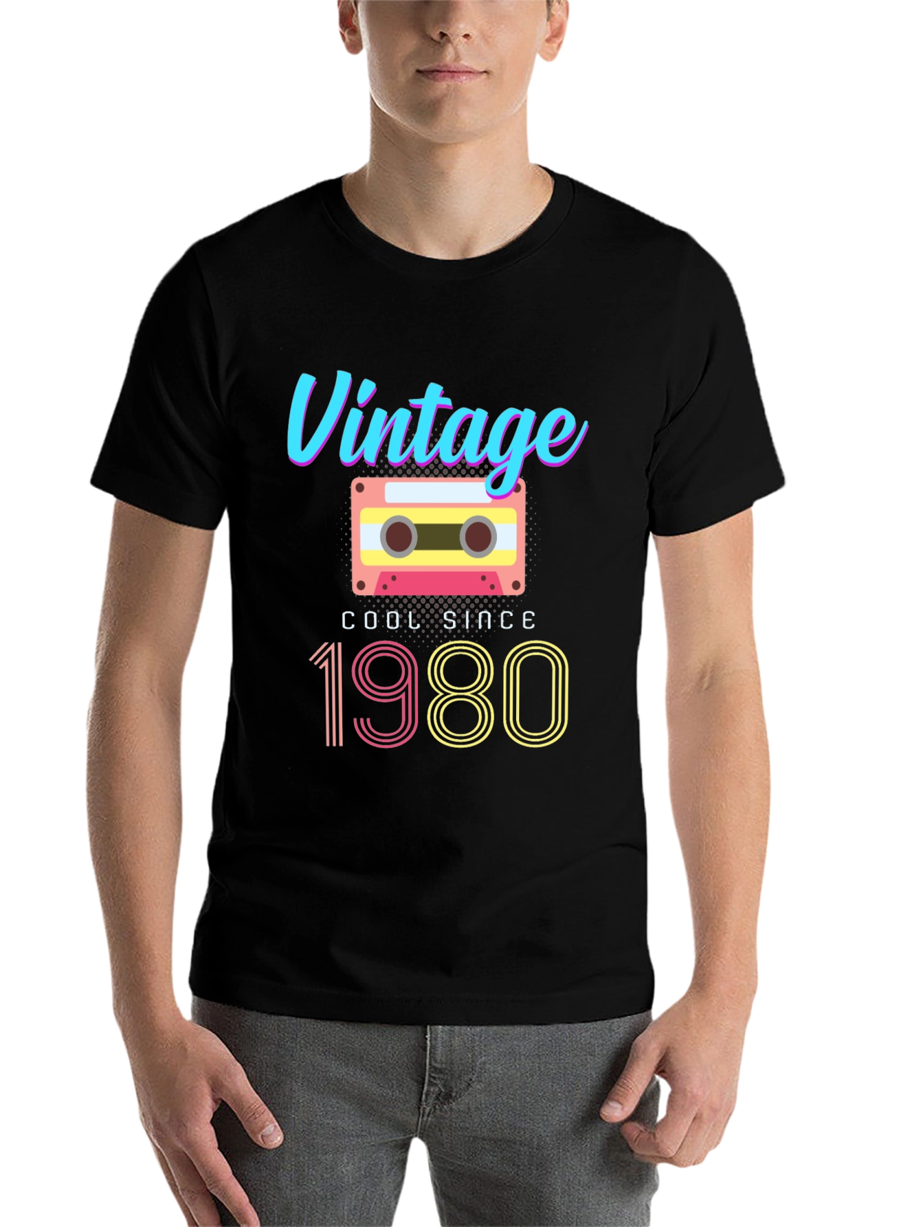 Black Vintage 1980 Cassette T-Shirt view 7