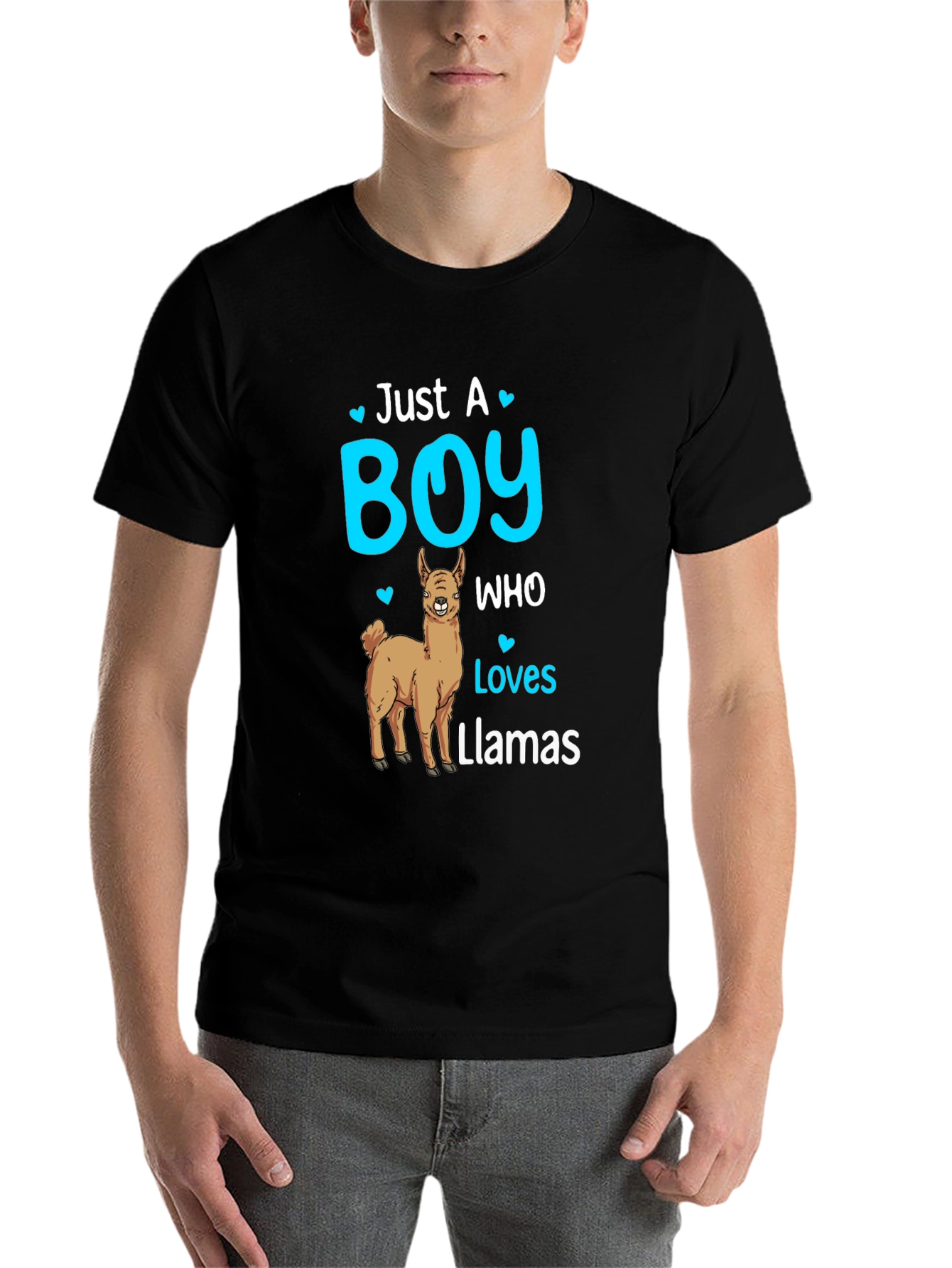 Black Boy Who Loves Llamas T-Shirt - Cute Animal Lover Tee view 7