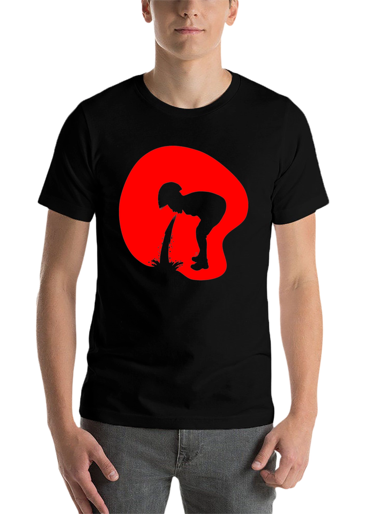 Black Puking Silhouette Graphic Tee - Black view 7