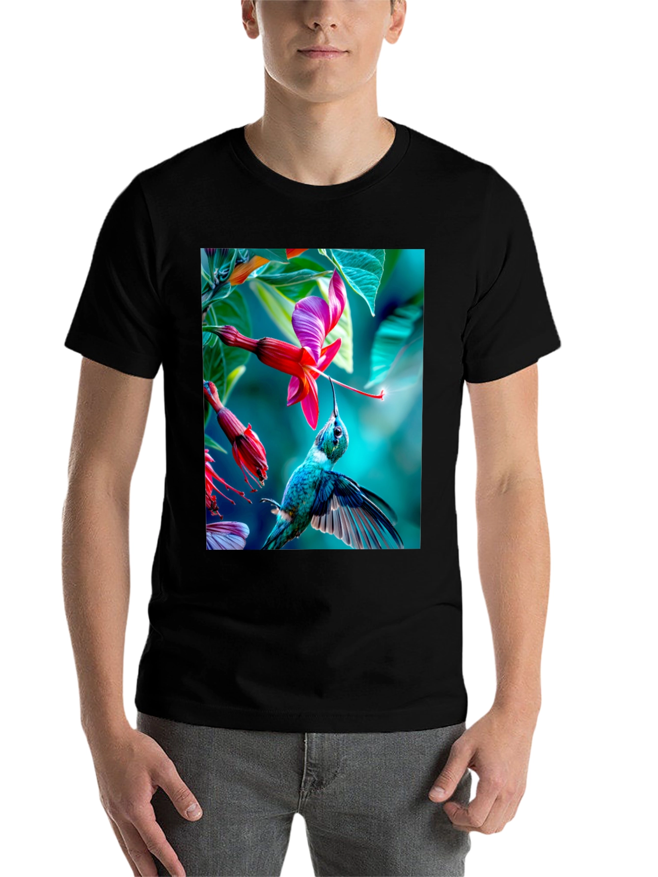Hummingbird Floral Graphic Tee - 7