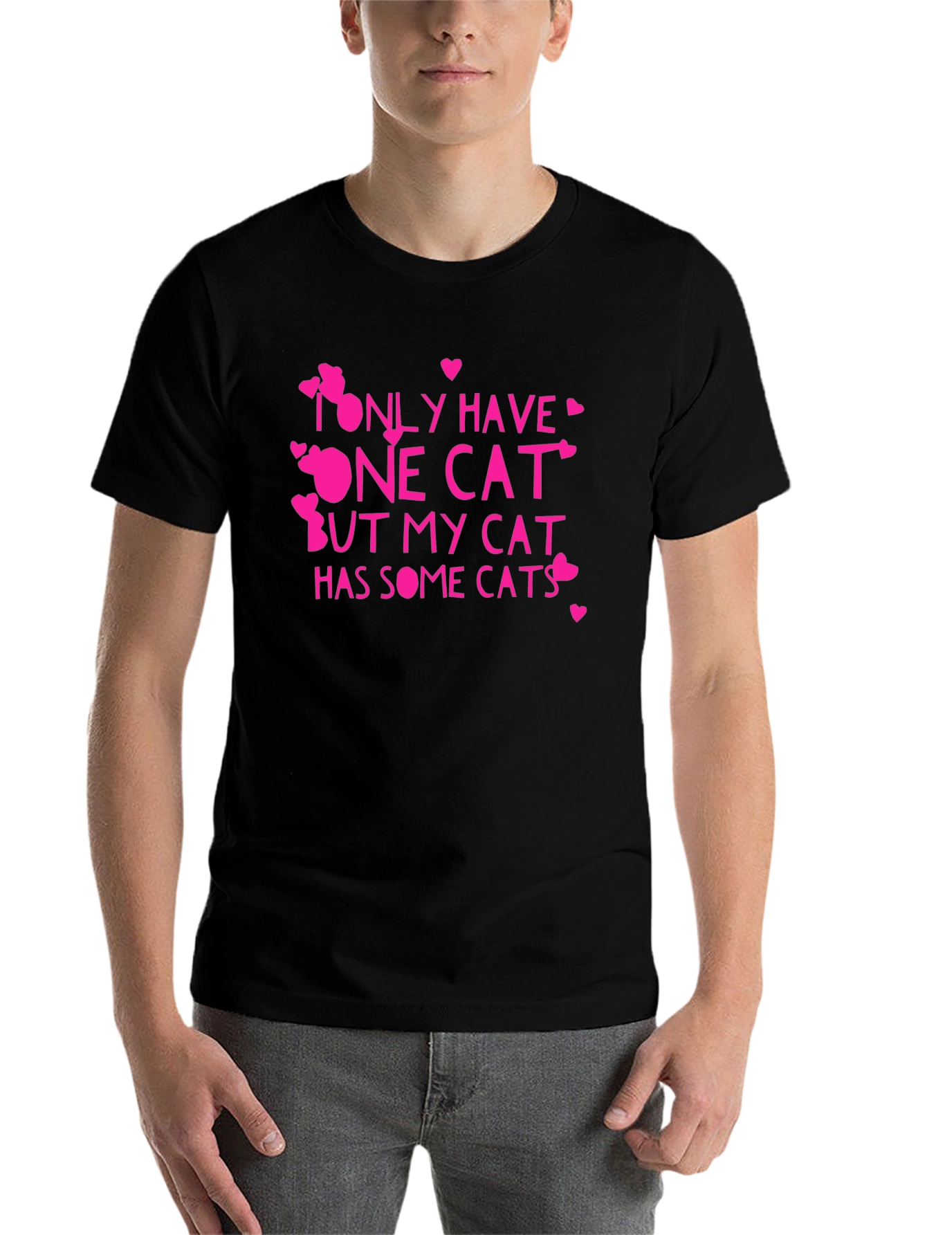 Black Funny Cat Lover T-Shirt - Only Have One Cat Tee view 7