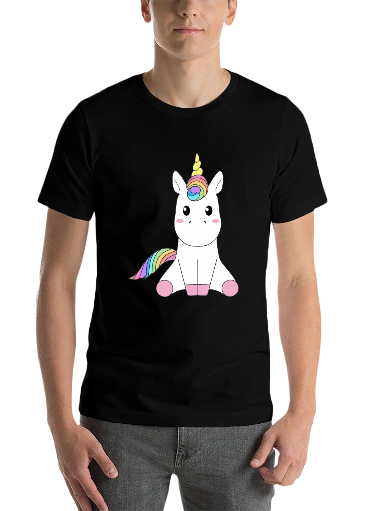 Black Unicorn Graphic Tee - Men's Black T-Shirt view 7
