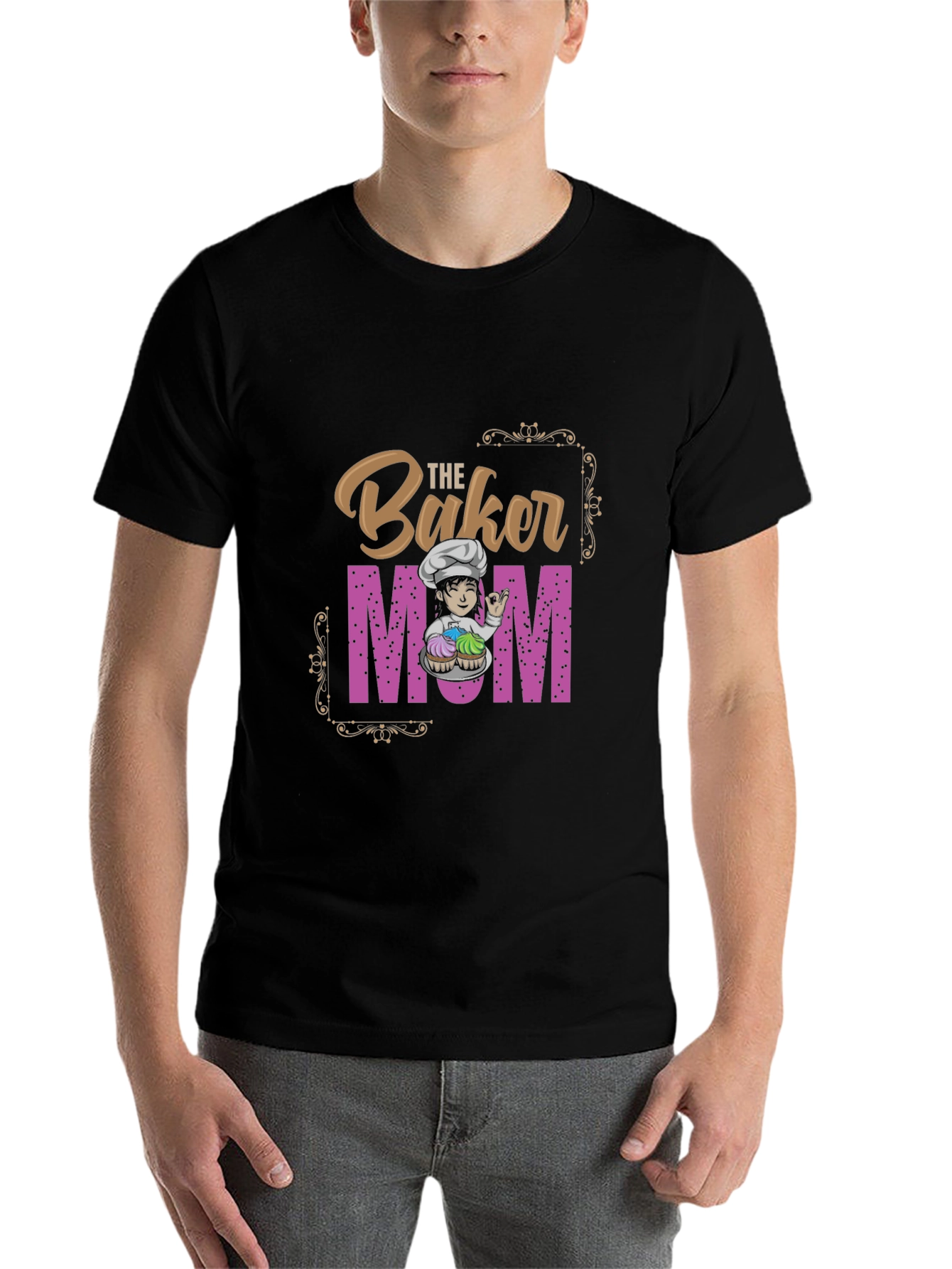 Black Baker Mom T-Shirt - Baking Love view 7