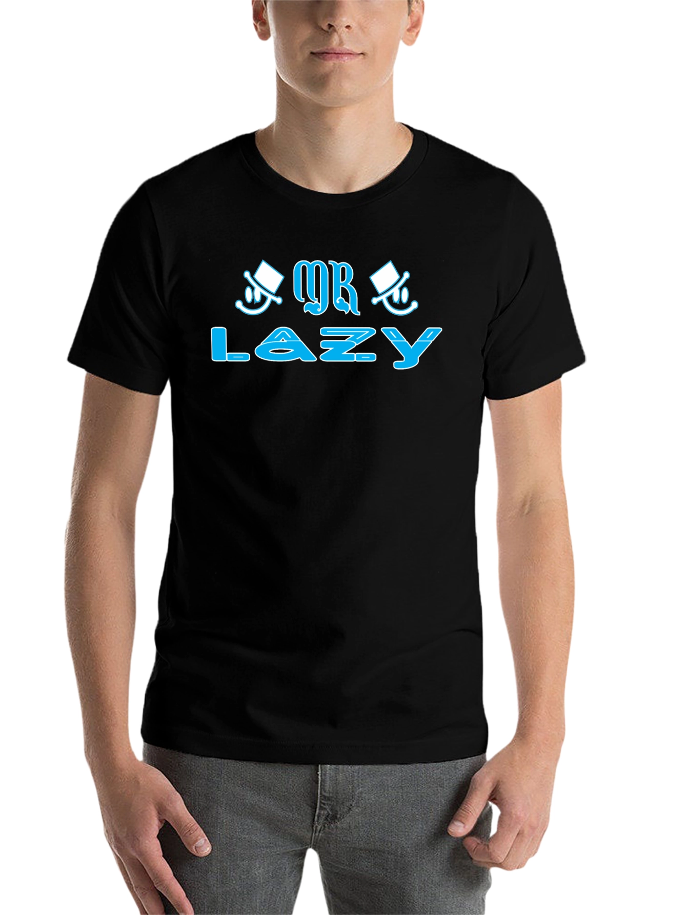 Black Mr. Lazy Graphic T-Shirt - Funny Novelty Tee view 7