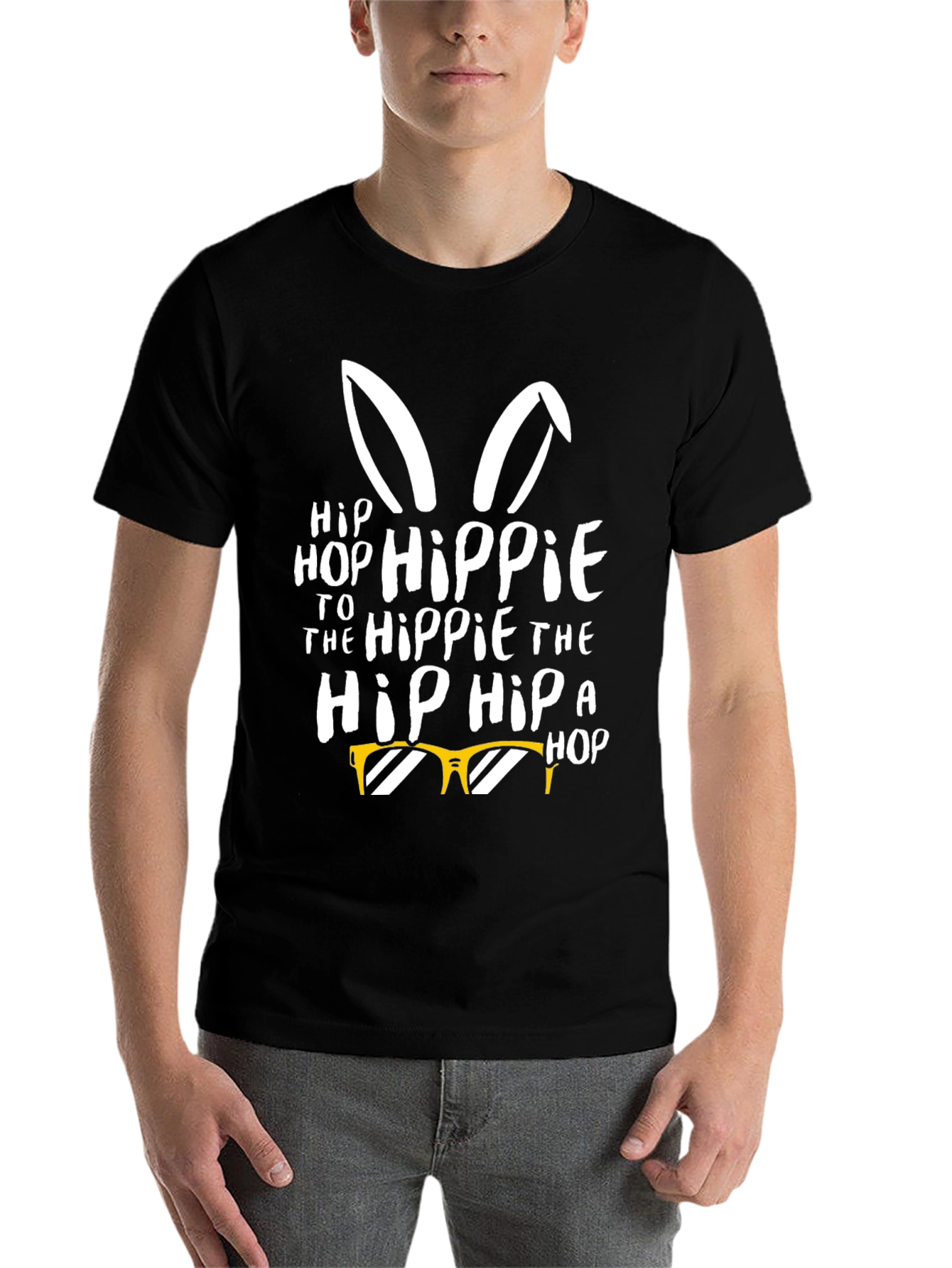 Black Hip Hop Hippie Easter Bunny T-Shirt view 7