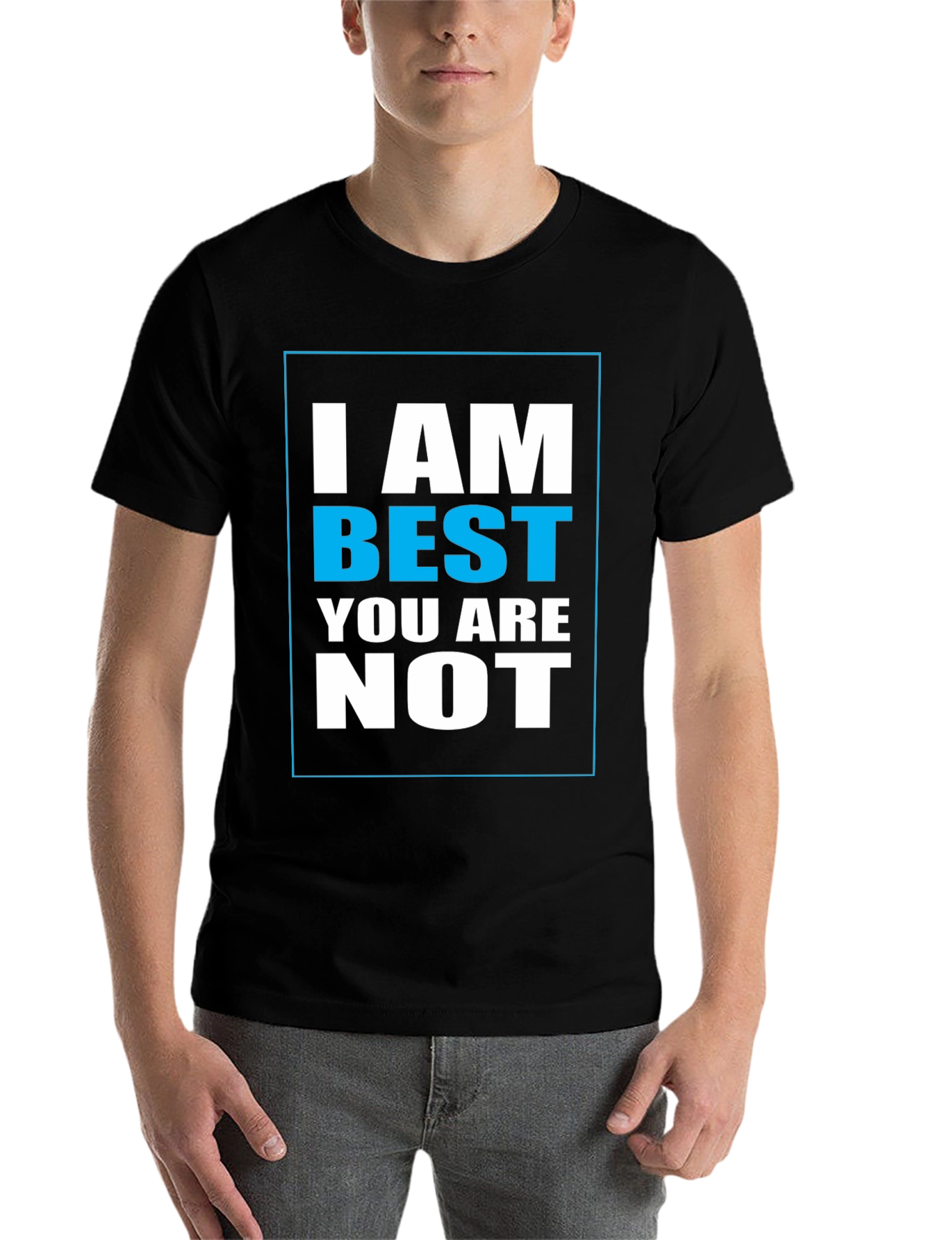Black I Am Best Graphic Print T-Shirt view 7