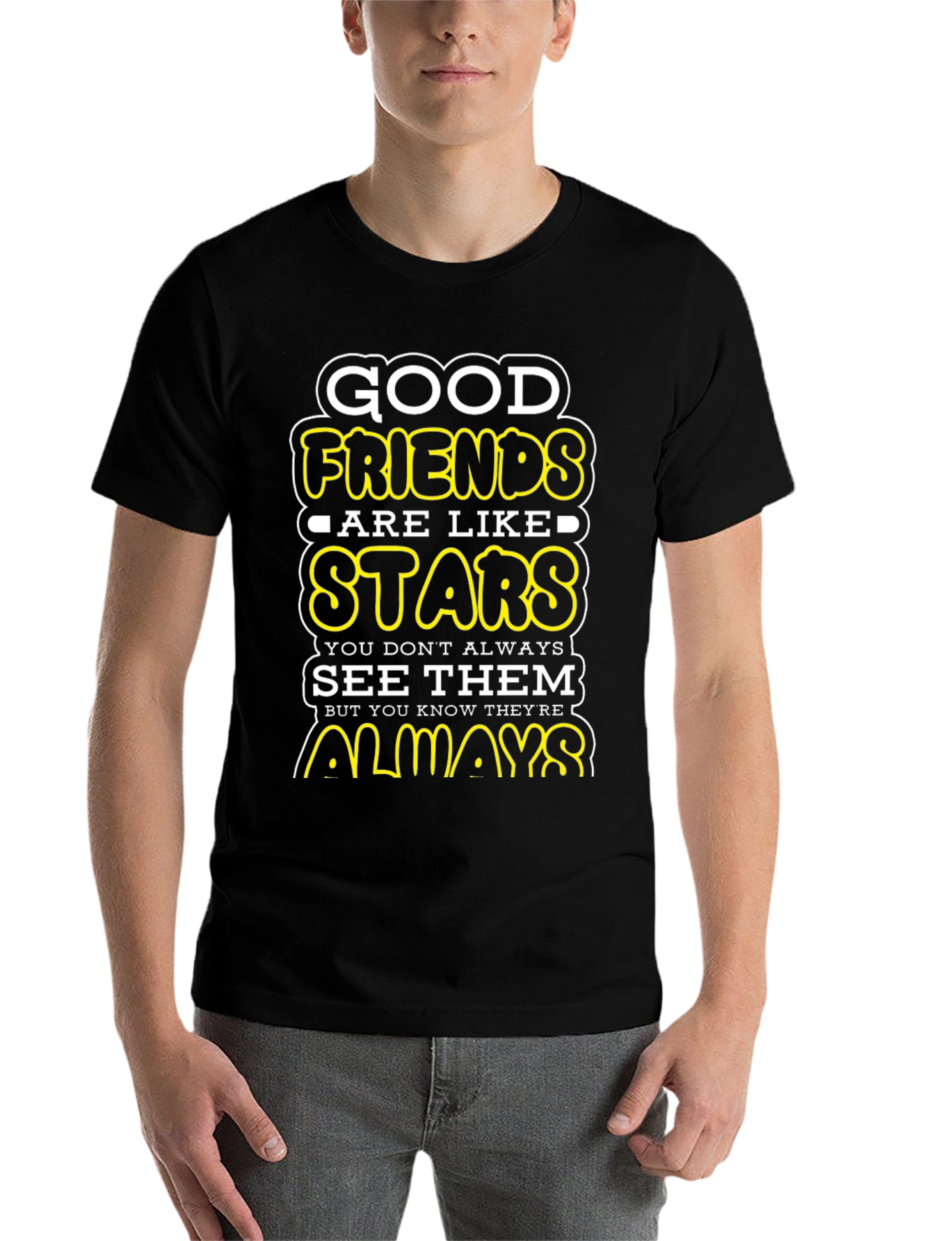 Black Good Friends Are Like Stars Graphic T-Shirt view 7