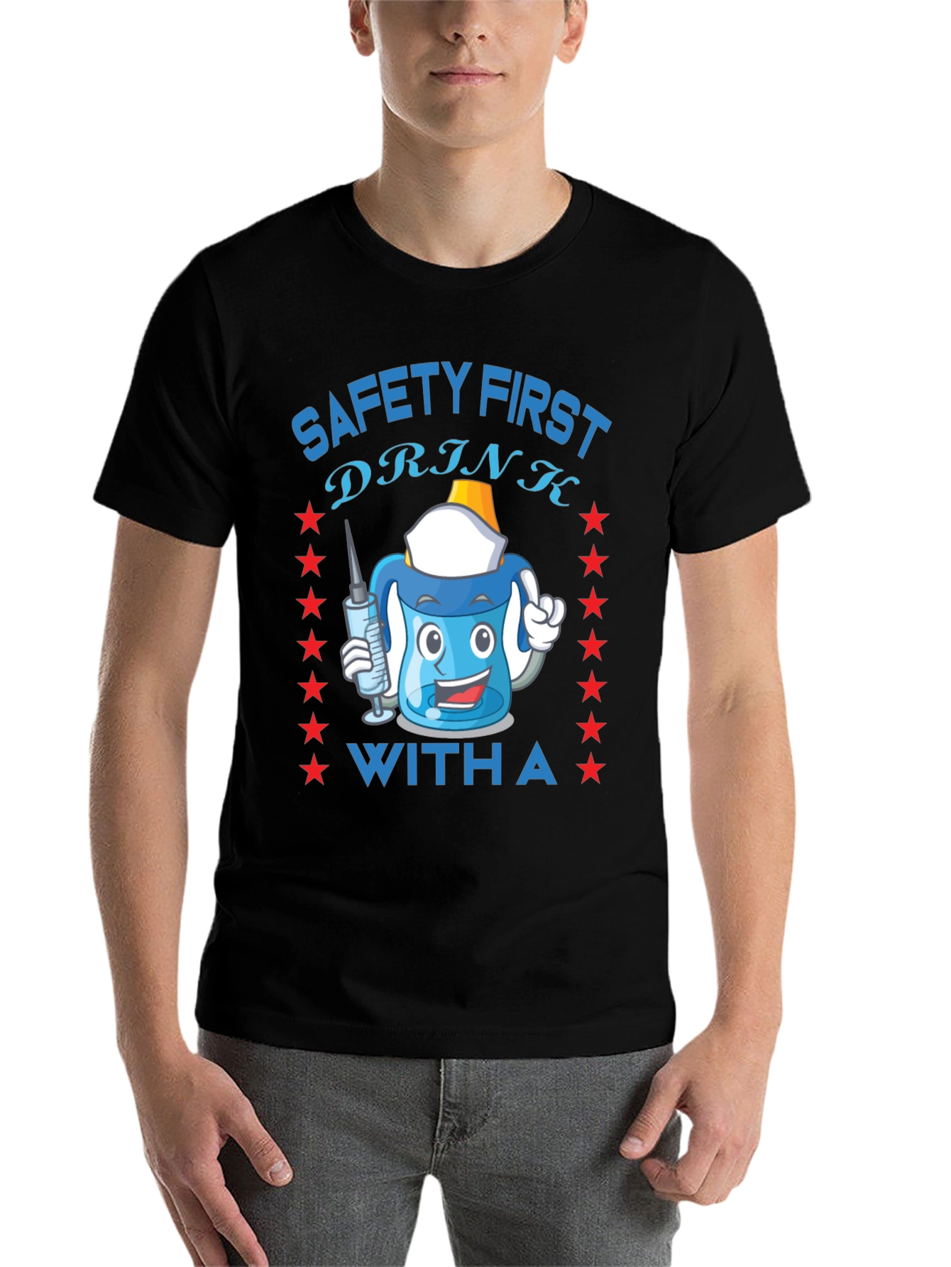 Black Safety First Funny Drinking T-Shirt view 7