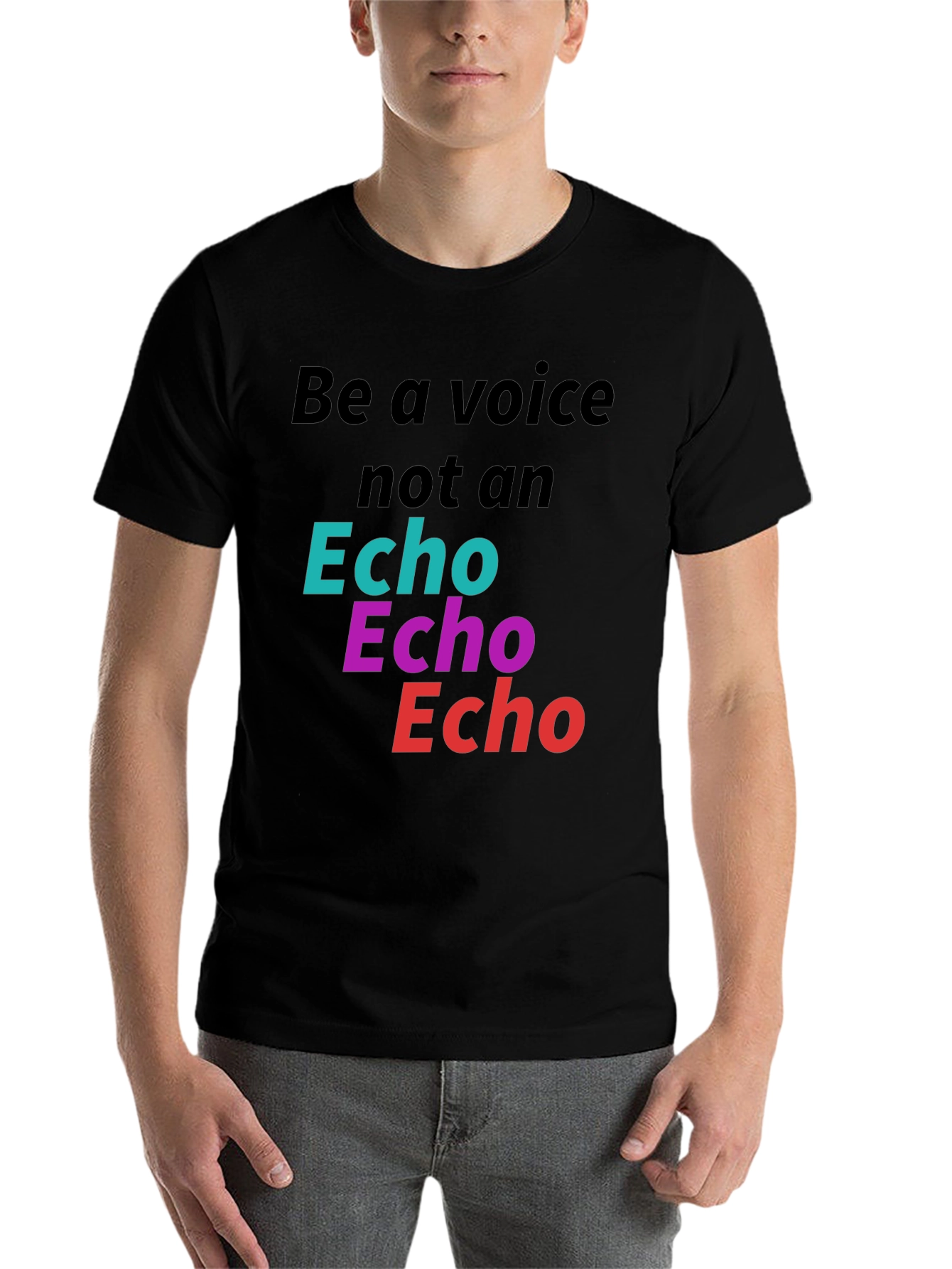 Black Be a Voice Tee - Bold Graphic Print Statement T-Shirt view 7