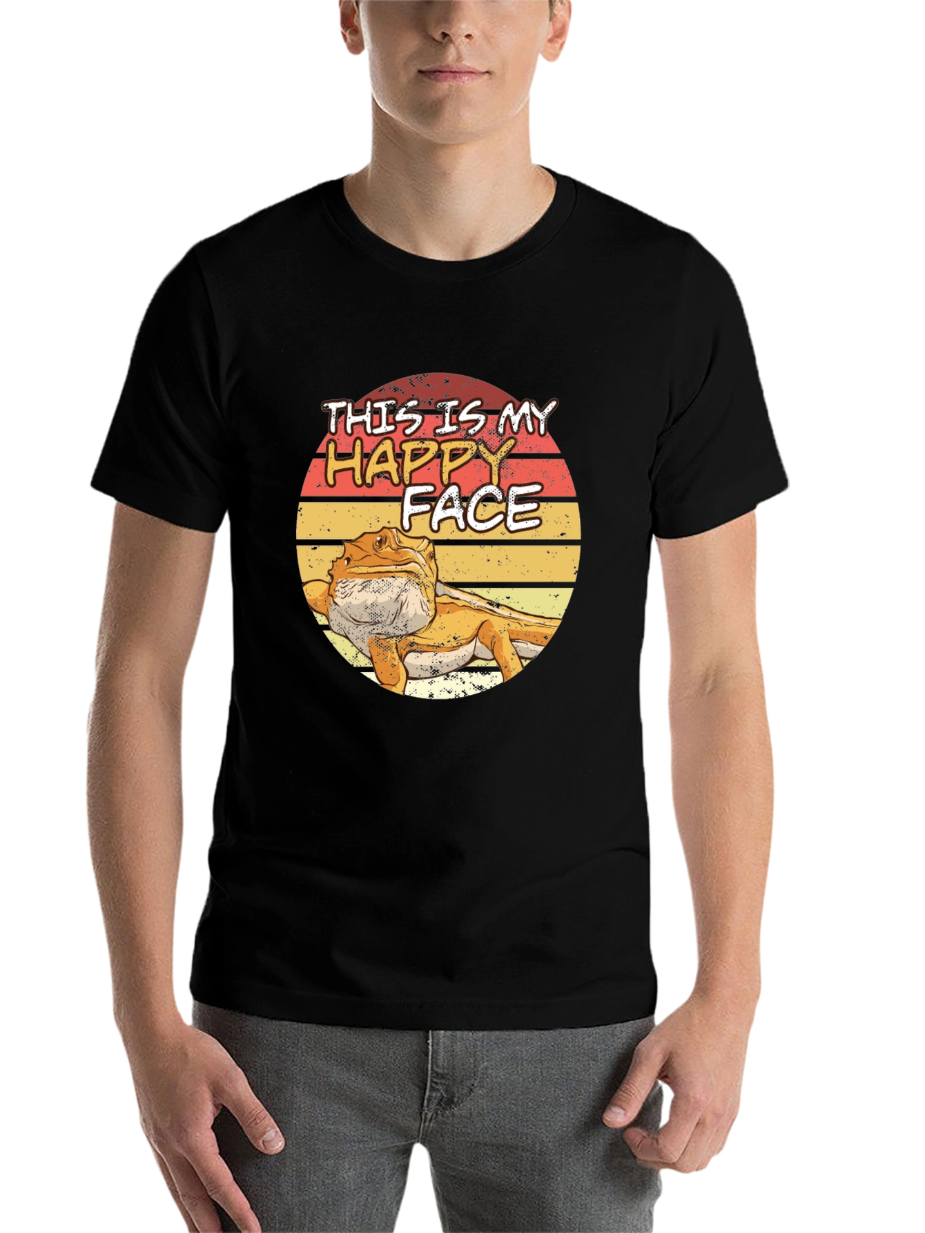 Black Bearded Dragon Happy Face T-Shirt - Lizard Lover Tee view 7