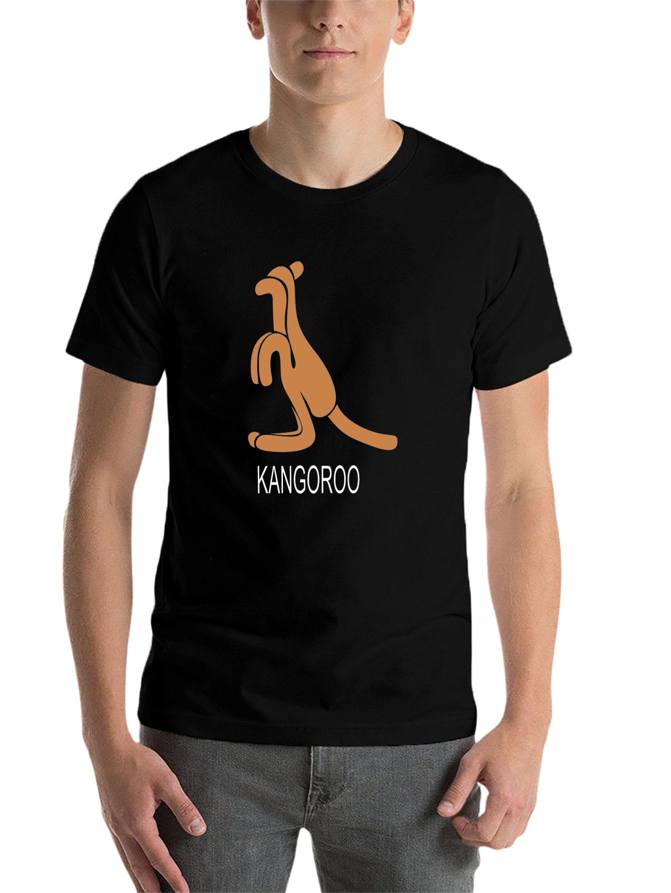 Black Kangaroo Graphic Print T-Shirt - Black view 7