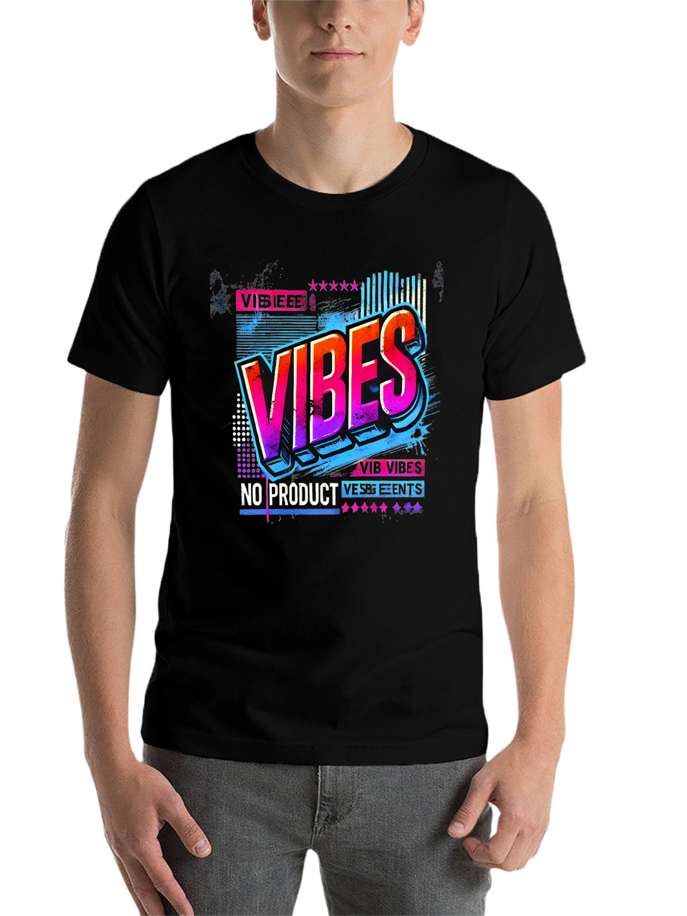 Black Vibes Graphic Tee - Retro Design view 7